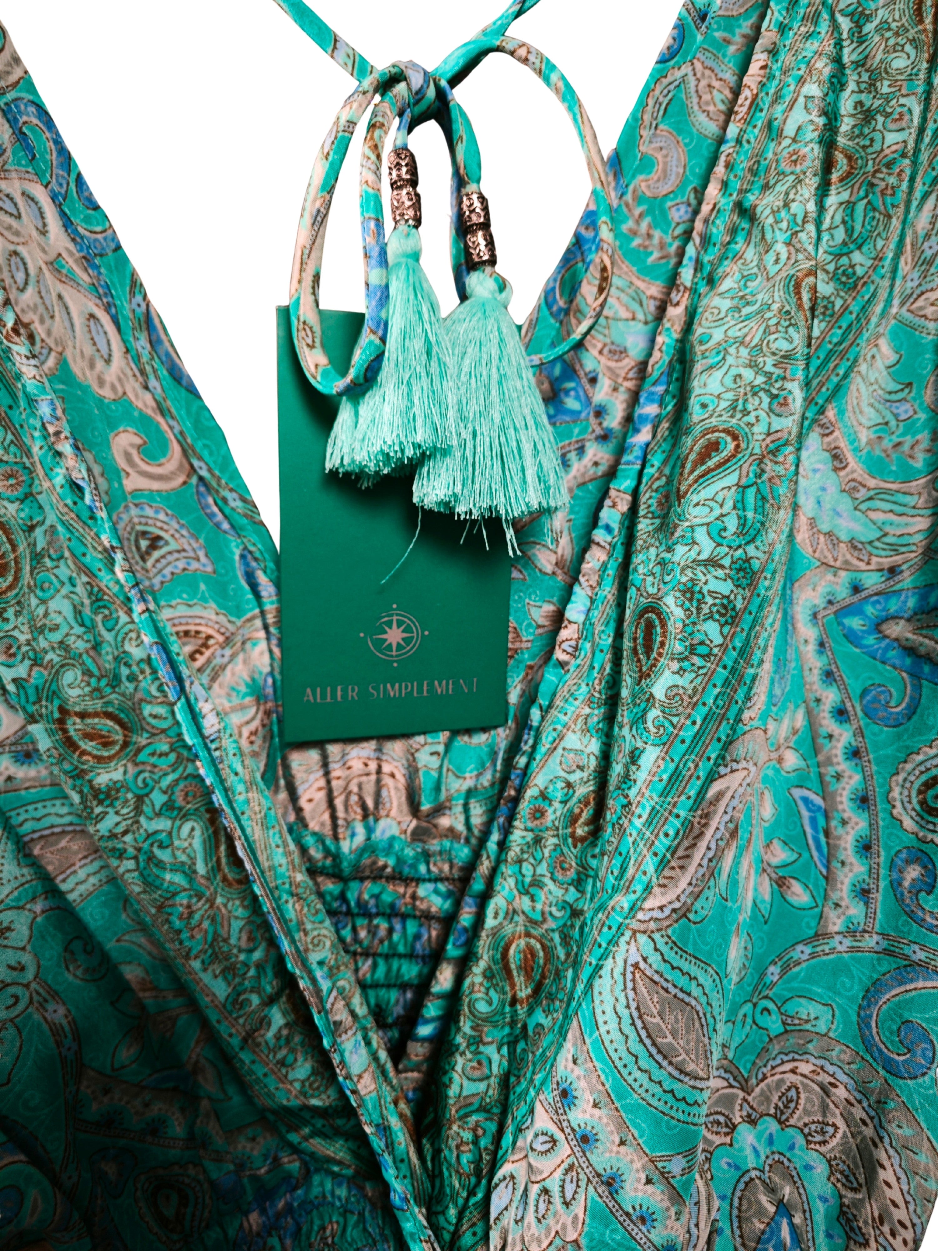 ❤️✨ Mono boho chic estampado paisley ALLER SIMPLEMENT turquesa azul❤️✨