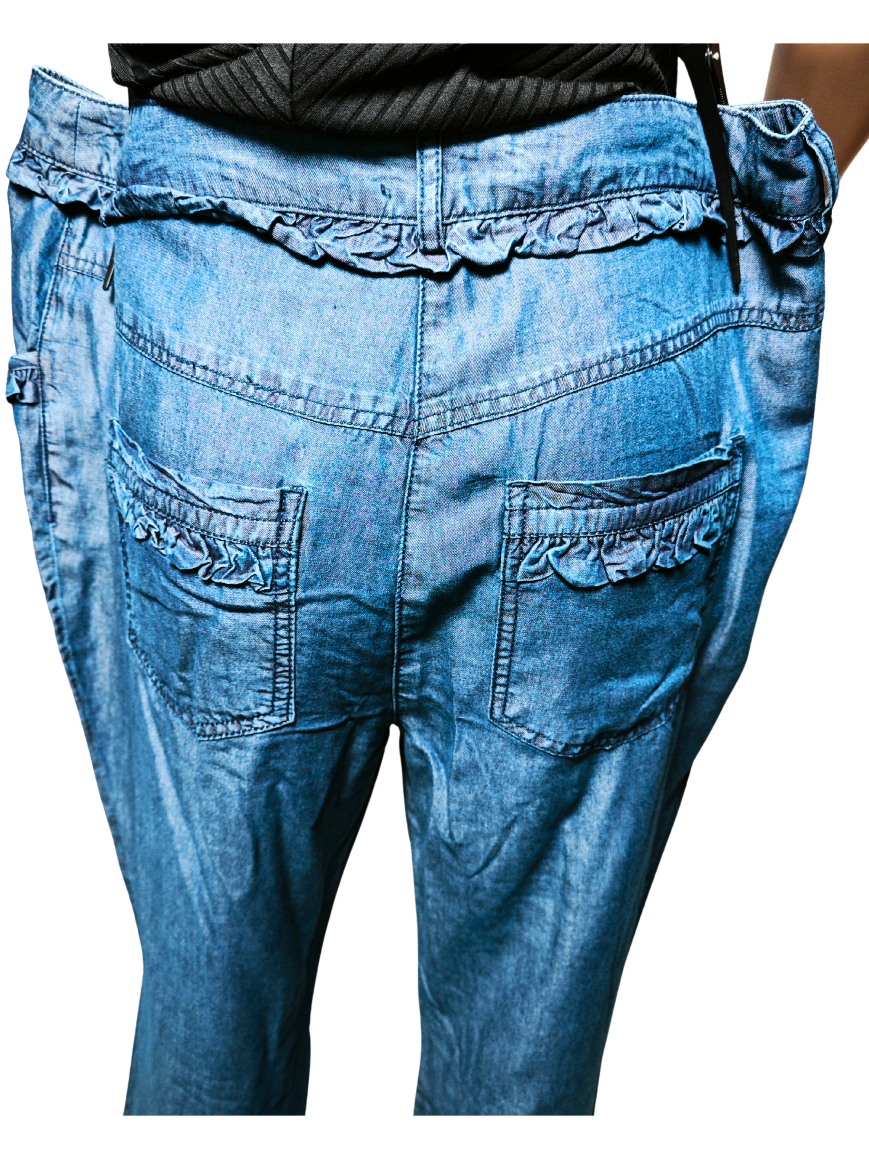 pantalon vaquero mujer fluido parte trasera bolsillos amitie