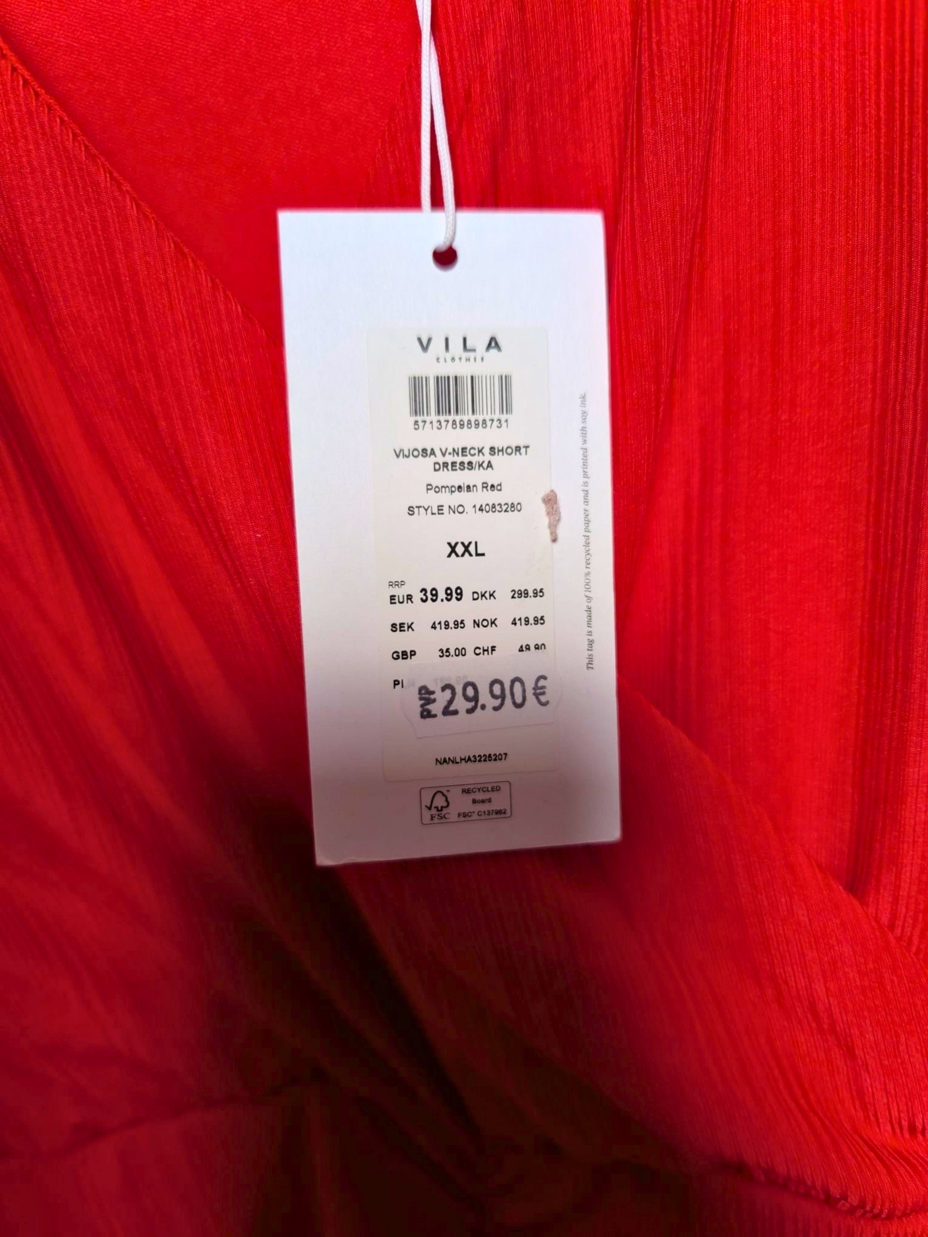 ❤️ Vestido VILA Rojo Elástico – Efecto Moldeador ❤️