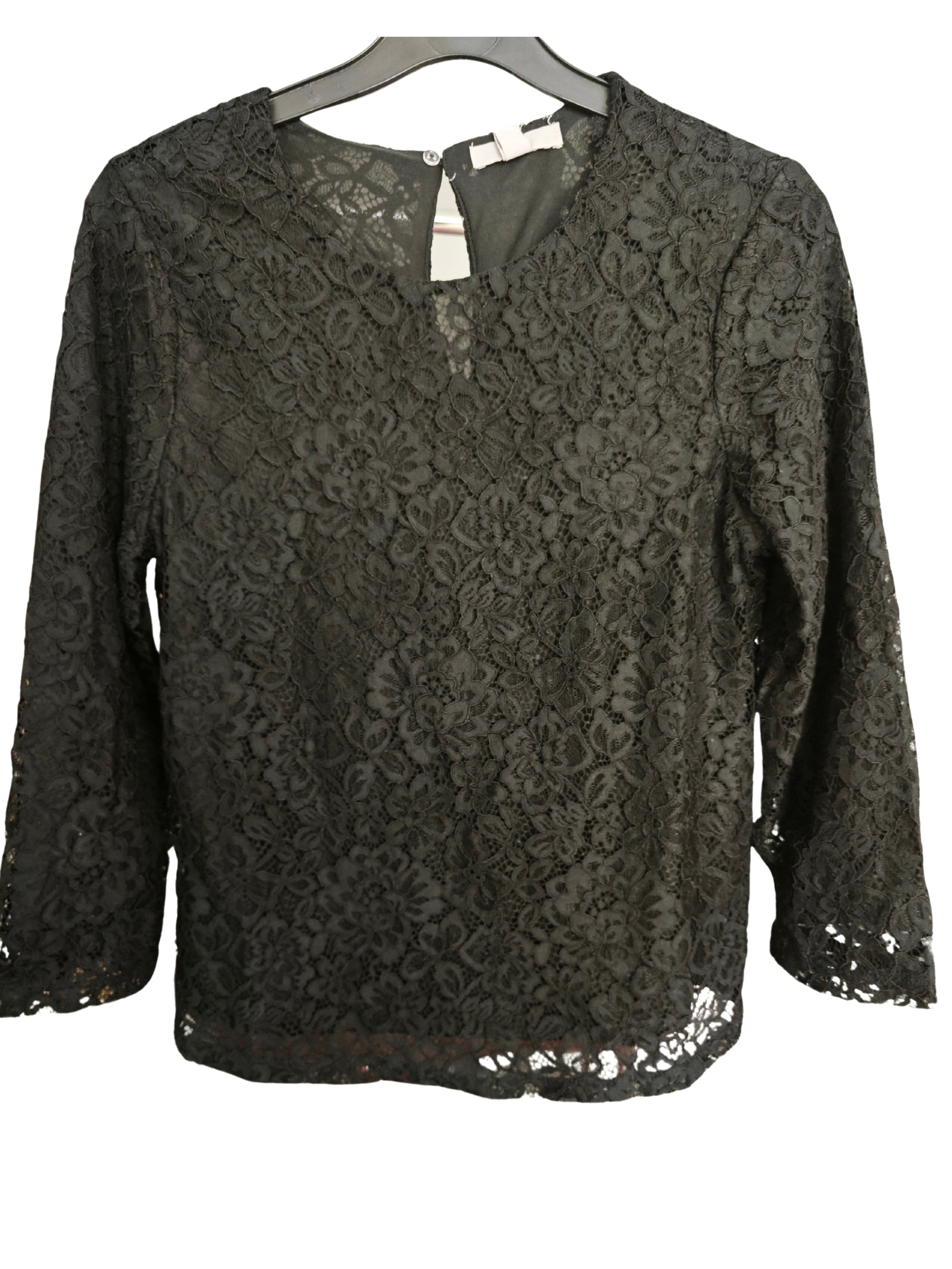 ❤️✨ Blusa de encaje floral negro H&M elegante ❤️✨