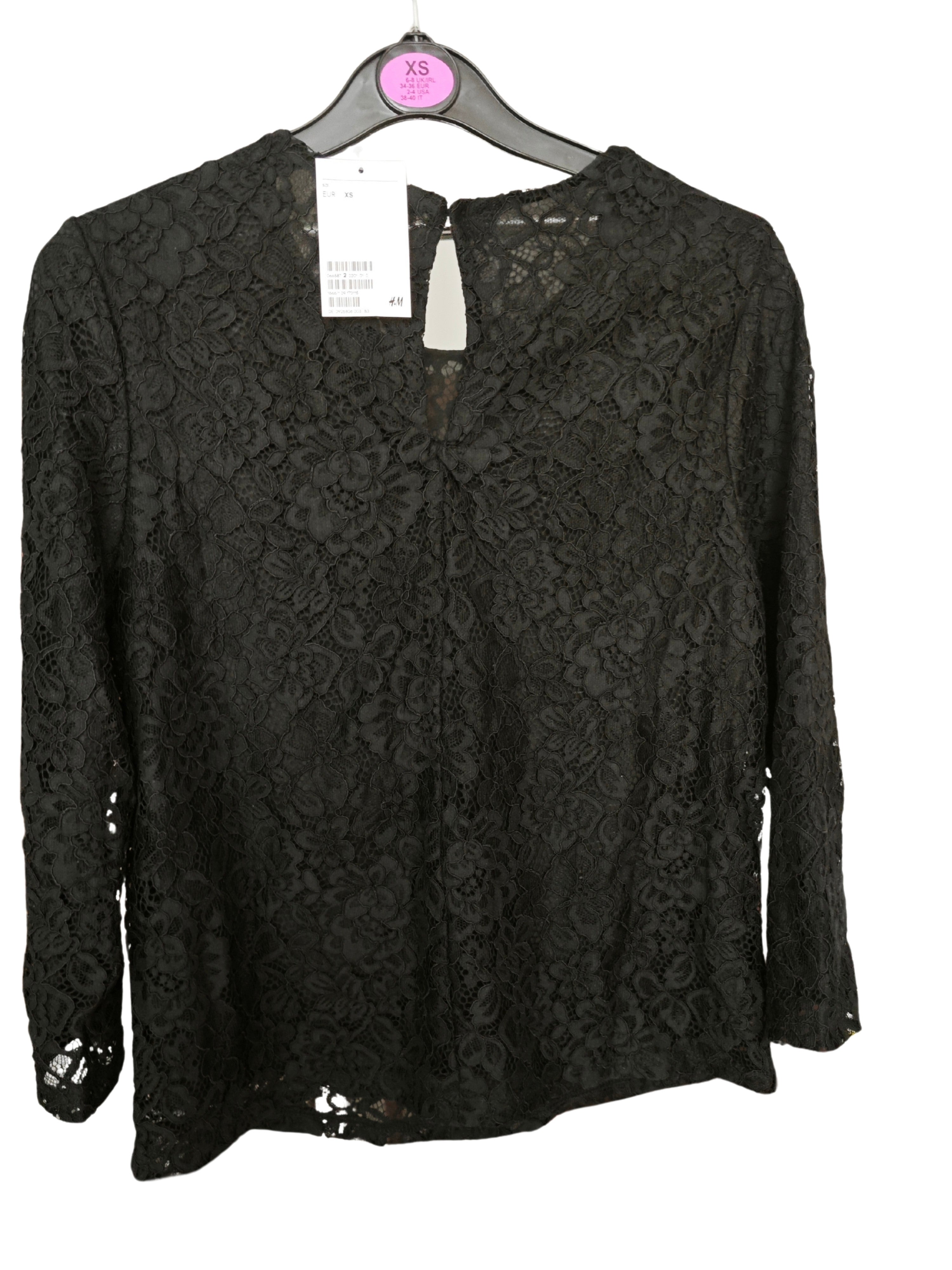❤️✨ Blusa de encaje floral negro H&M elegante ❤️✨