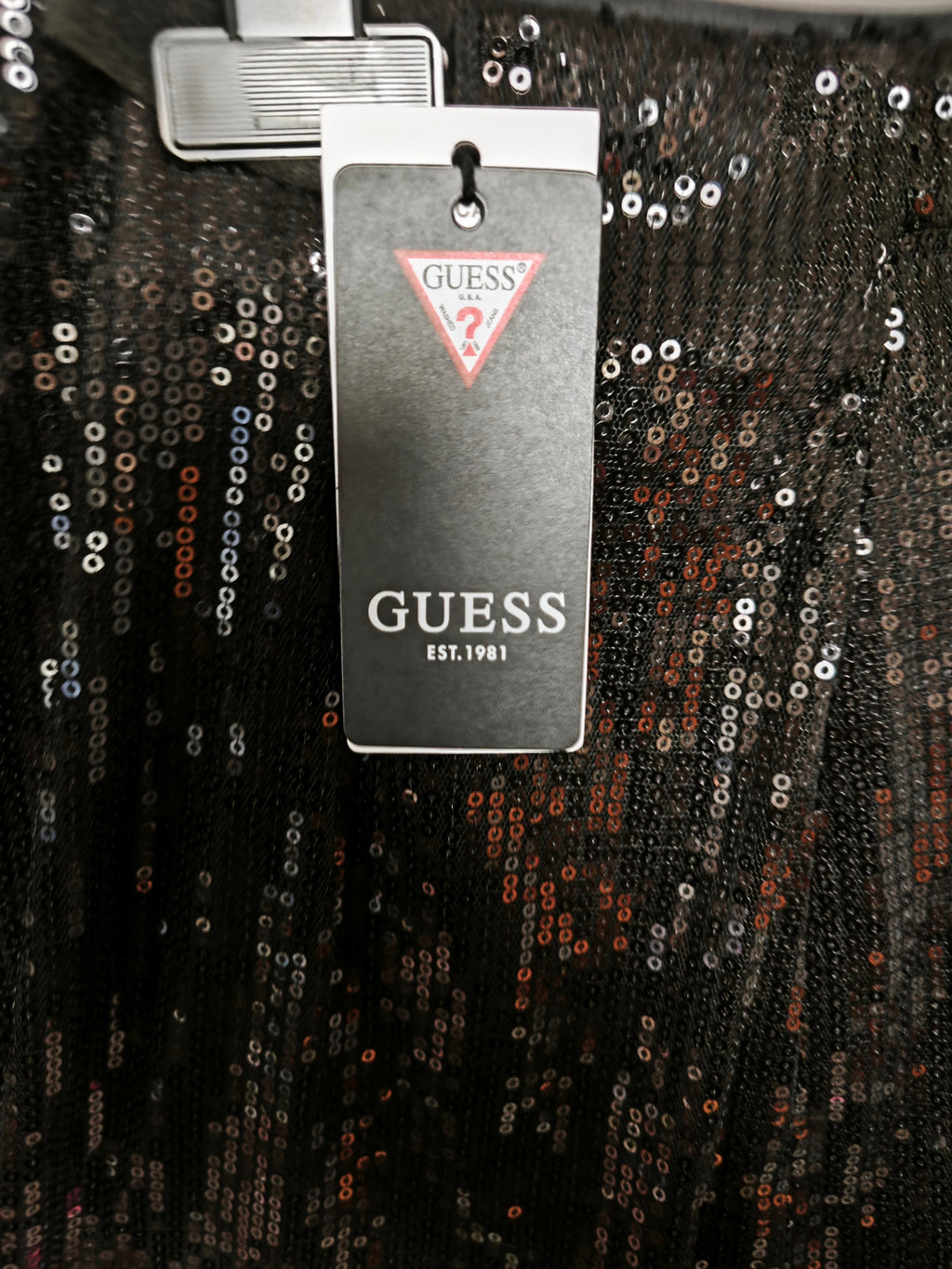 ❤️✨ Falda midi de lentejuelas GUESS negra – brillo sofisticado ❤️✨