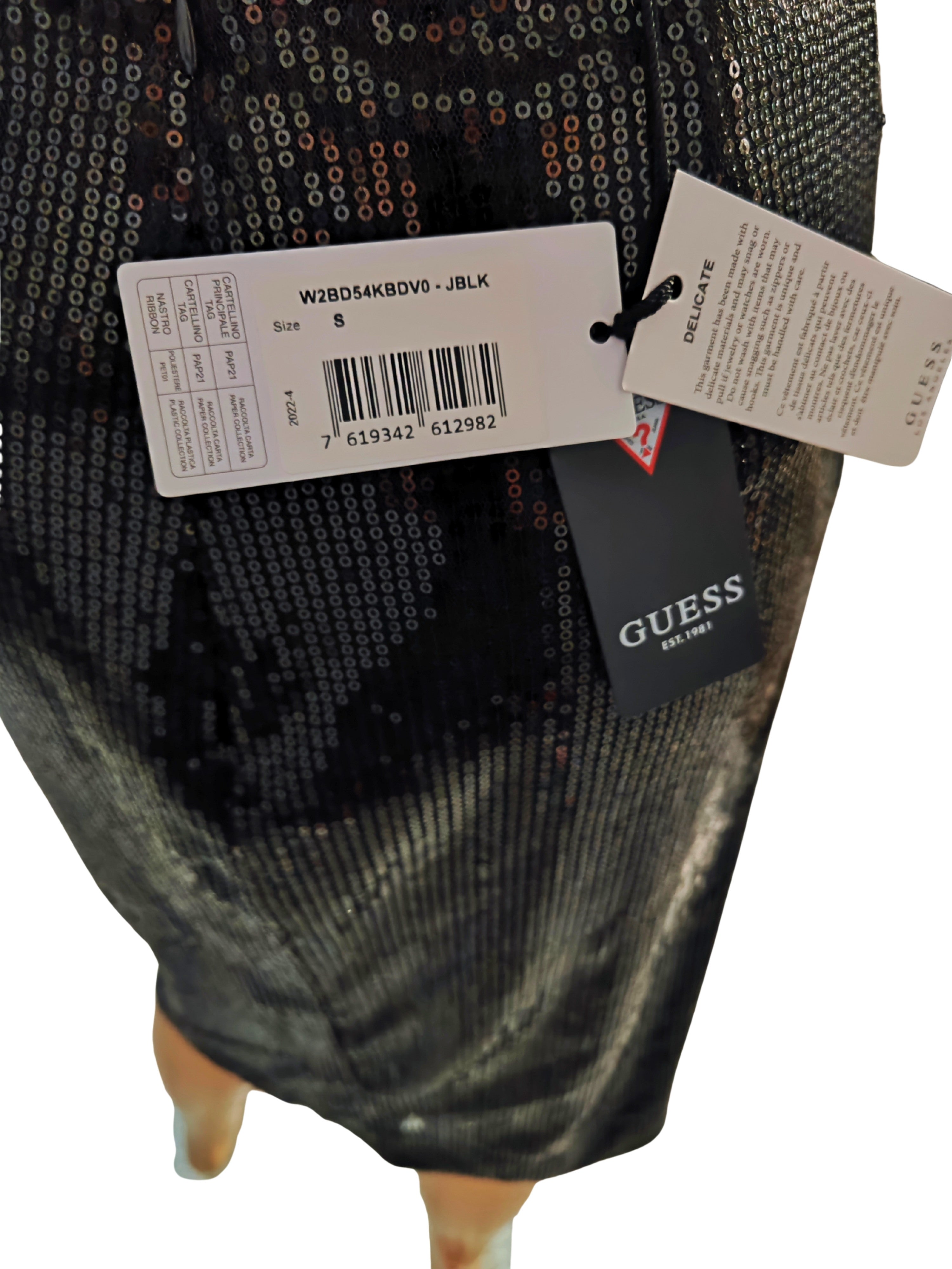 ❤️✨ Falda midi de lentejuelas GUESS negra – brillo sofisticado ❤️✨