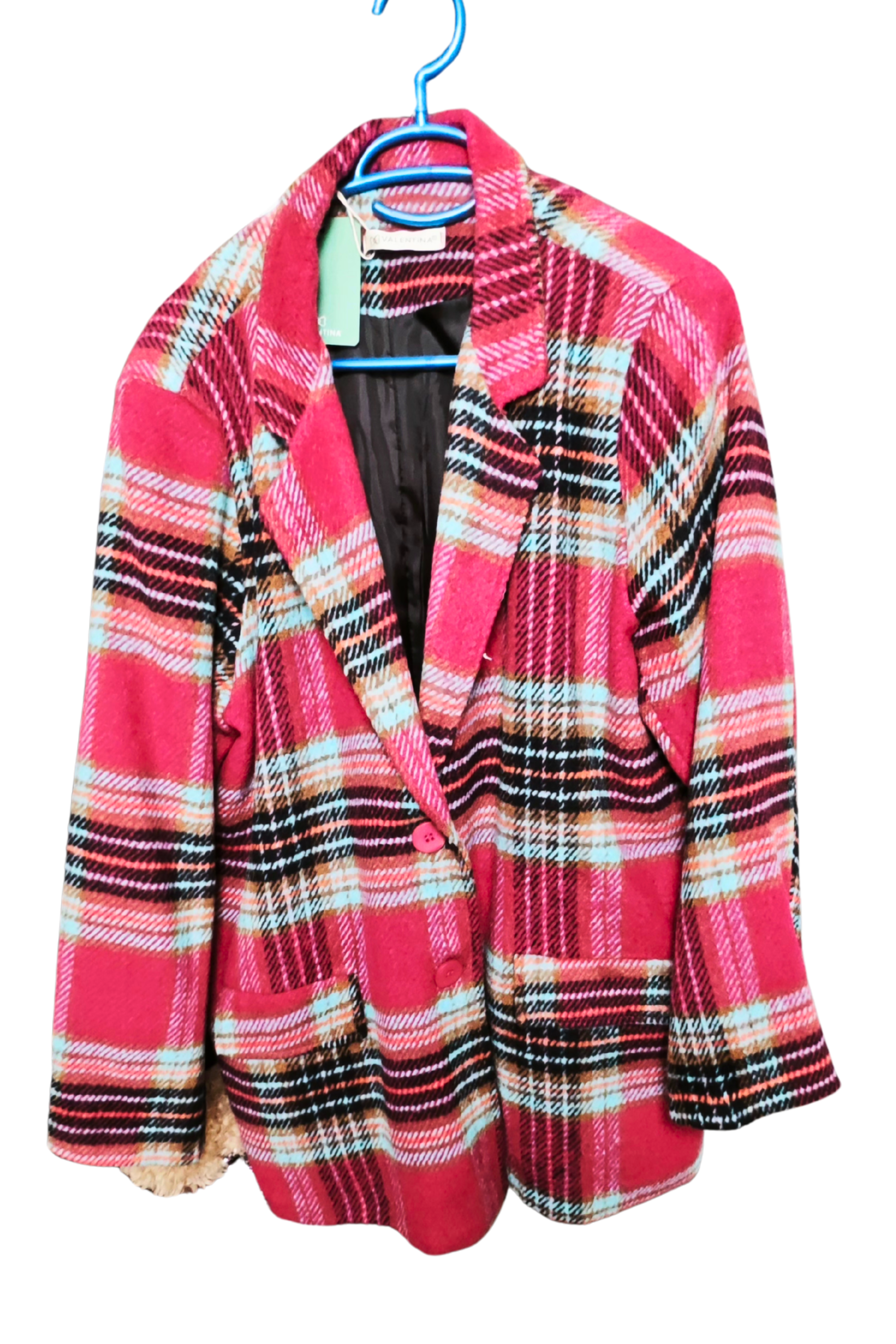 🩷✨ Abrigo de cuadros VALENTINA • Curvy 48/4XL • Fucsia Premium Oversize ✨🩷
