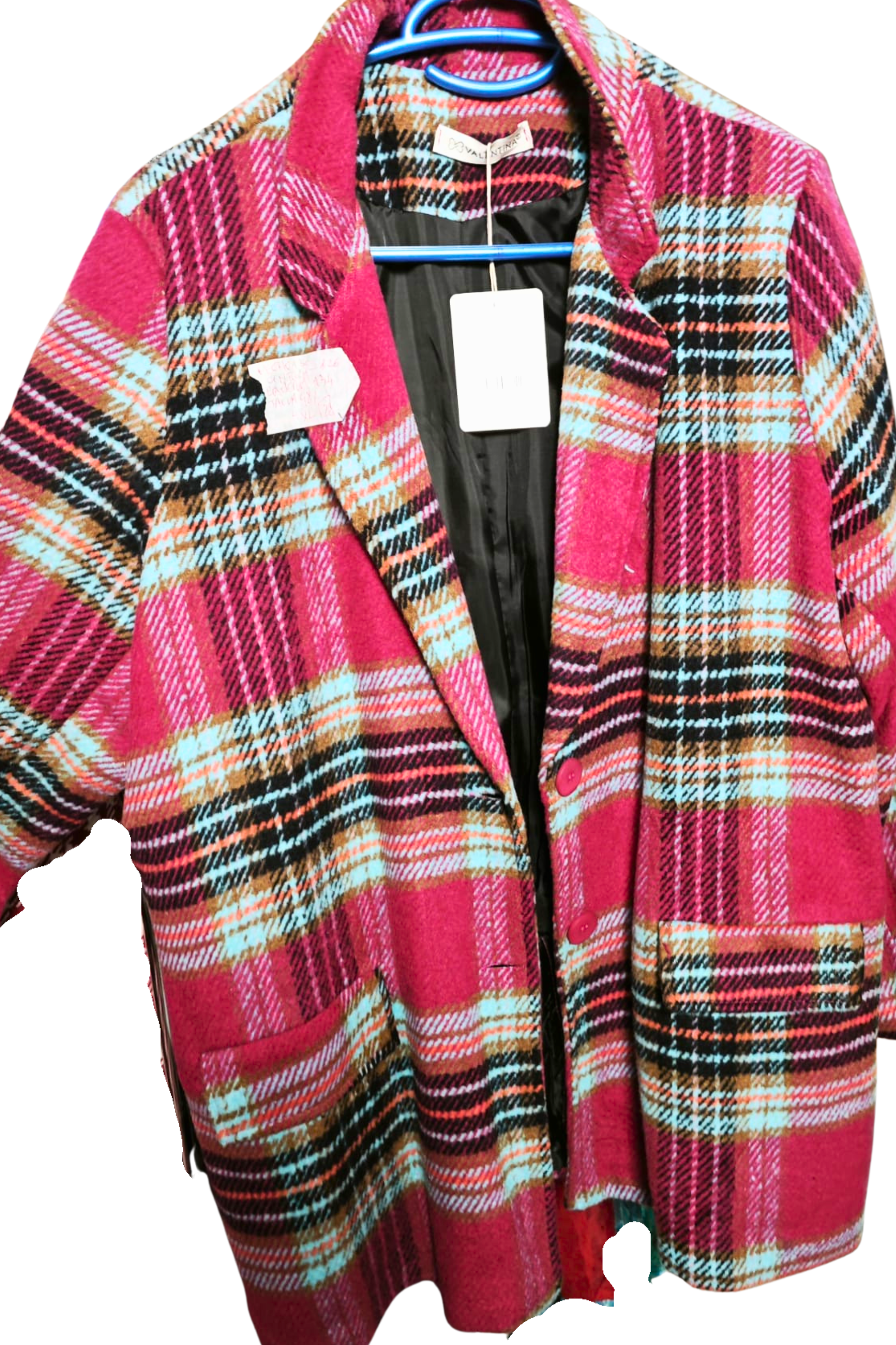 🩷✨ Abrigo de cuadros VALENTINA • Curvy 48/4XL • Fucsia Premium Oversize ✨🩷