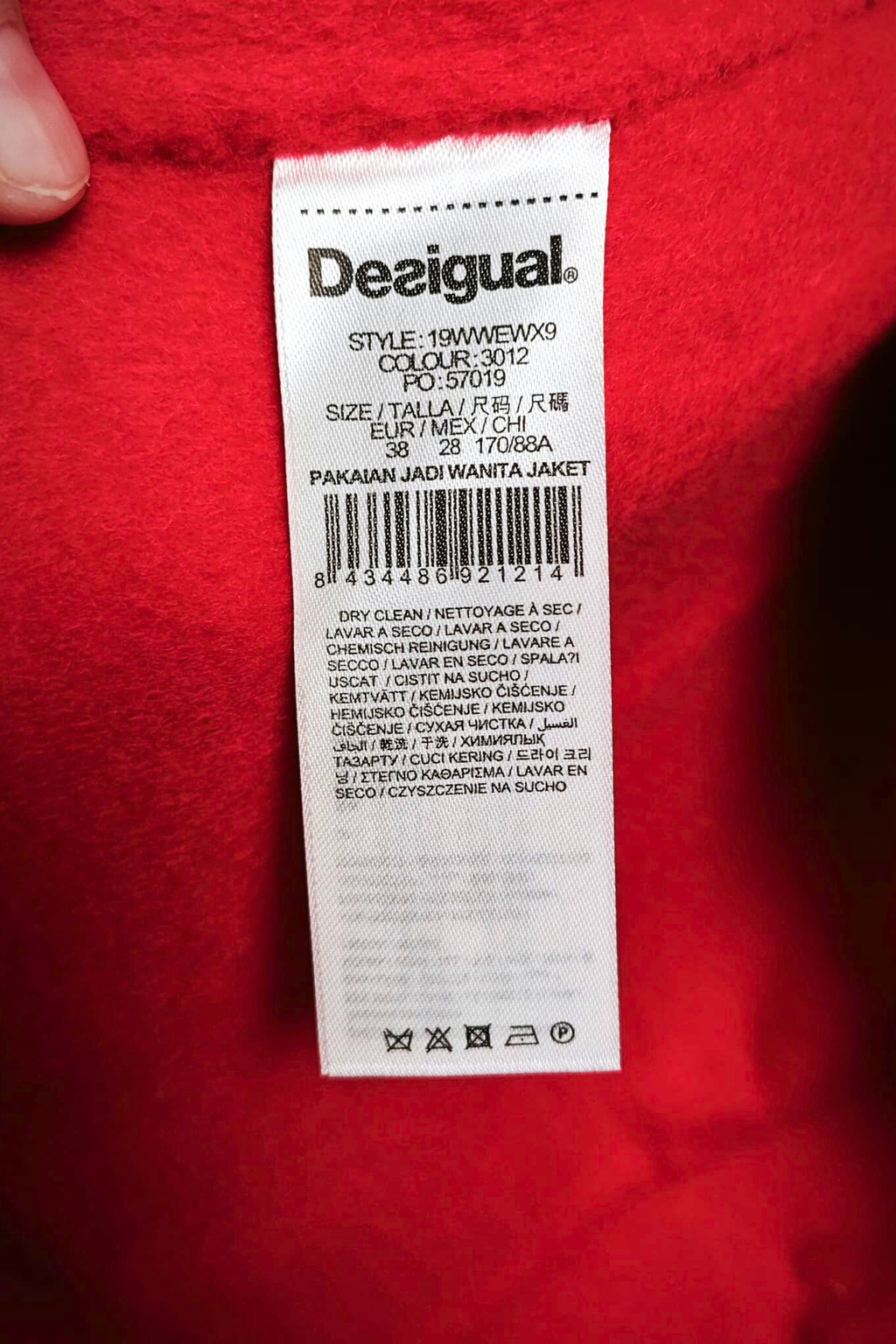 💖✨ Abrigo DESIGUAL • Rosa Empolvado + Forro Rojo • Lana Premium • Talla 38 ✨💖