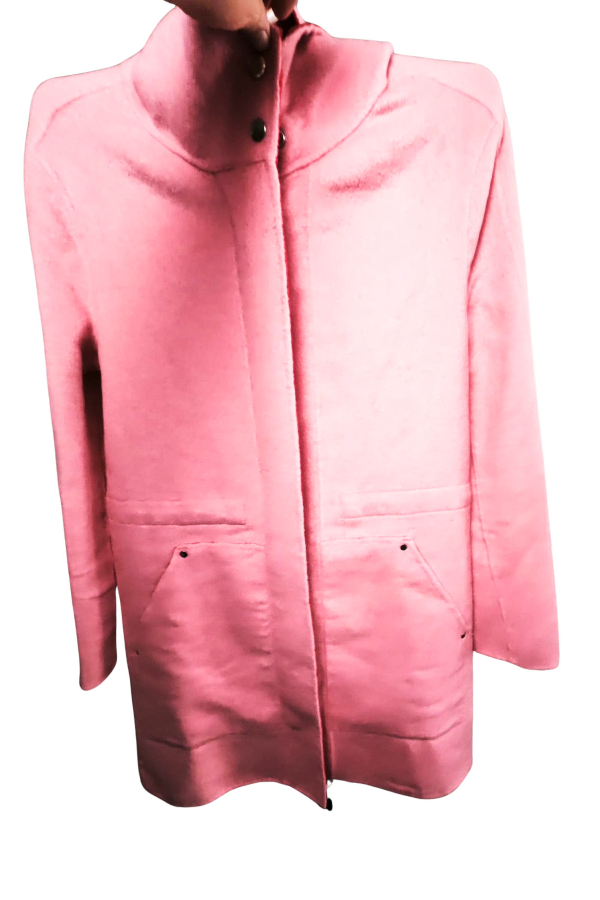 💖✨ Abrigo DESIGUAL • Rosa Empolvado + Forro Rojo • Lana Premium • Talla 38 ✨💖