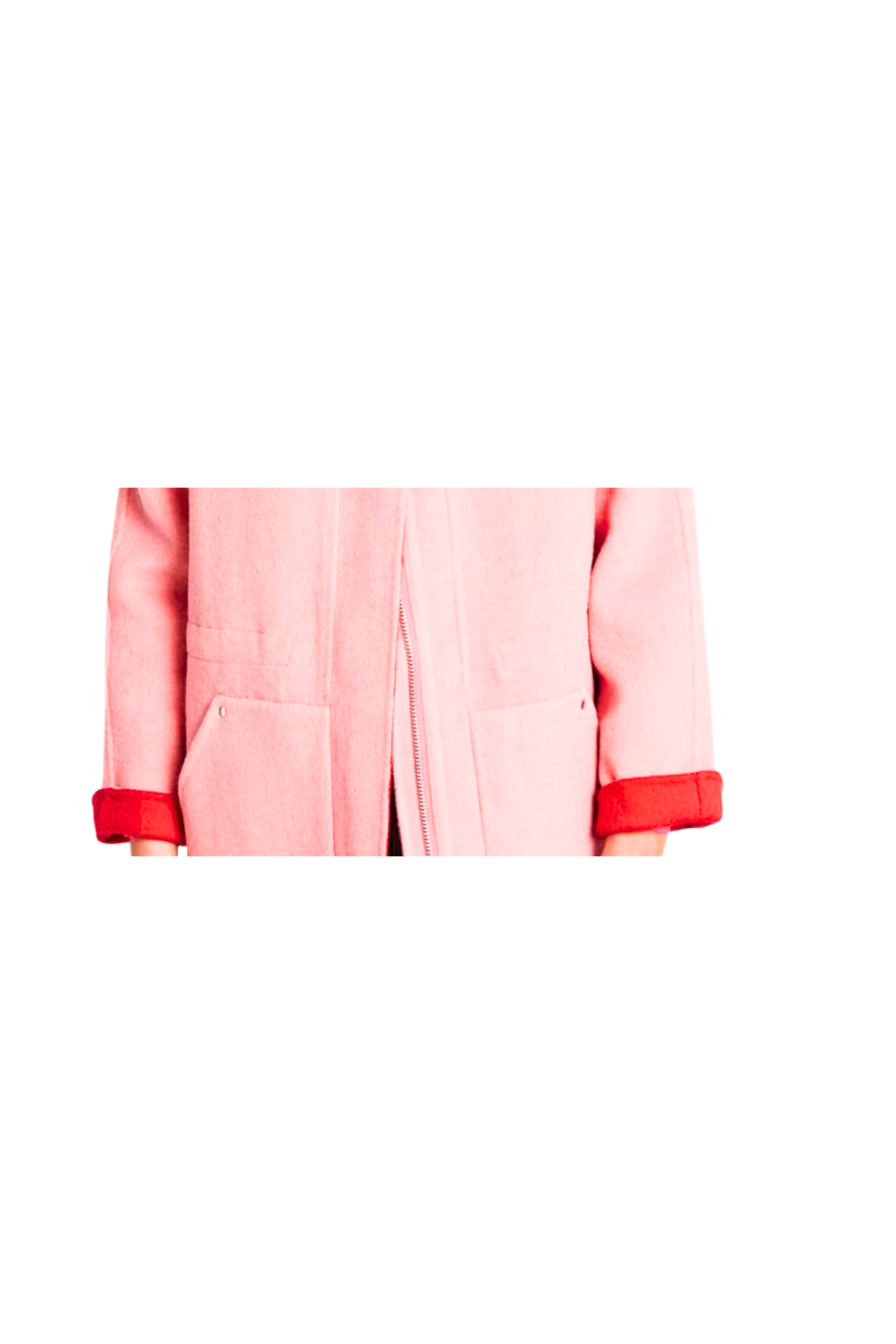 💖✨ Abrigo DESIGUAL • Rosa Empolvado + Forro Rojo • Lana Premium • Talla 38 ✨💖