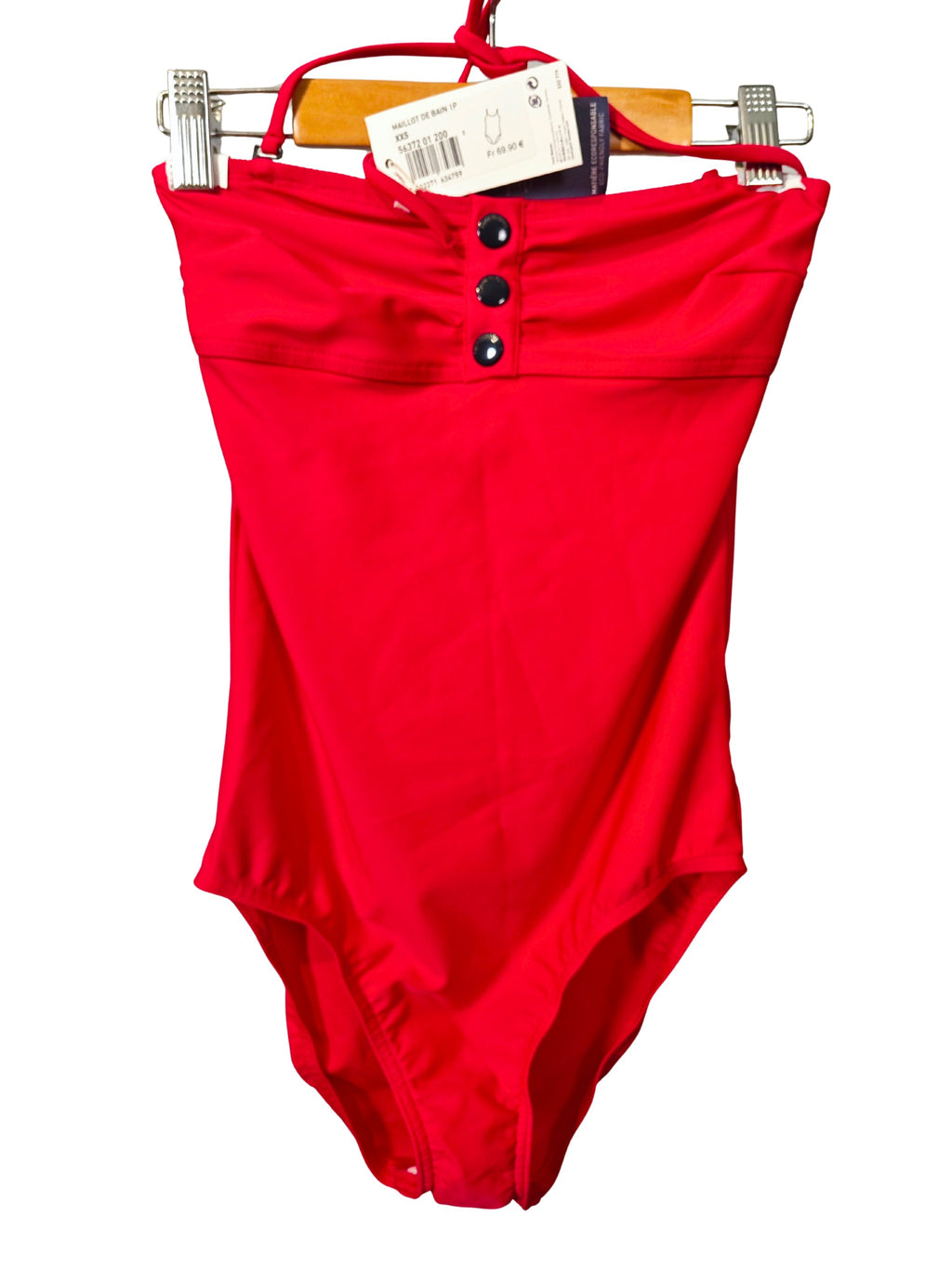 Bañador rojo intenso Petit Bateau eco-friendly fabric mujer nuevo, estilo francés elegante para playa y piscina
