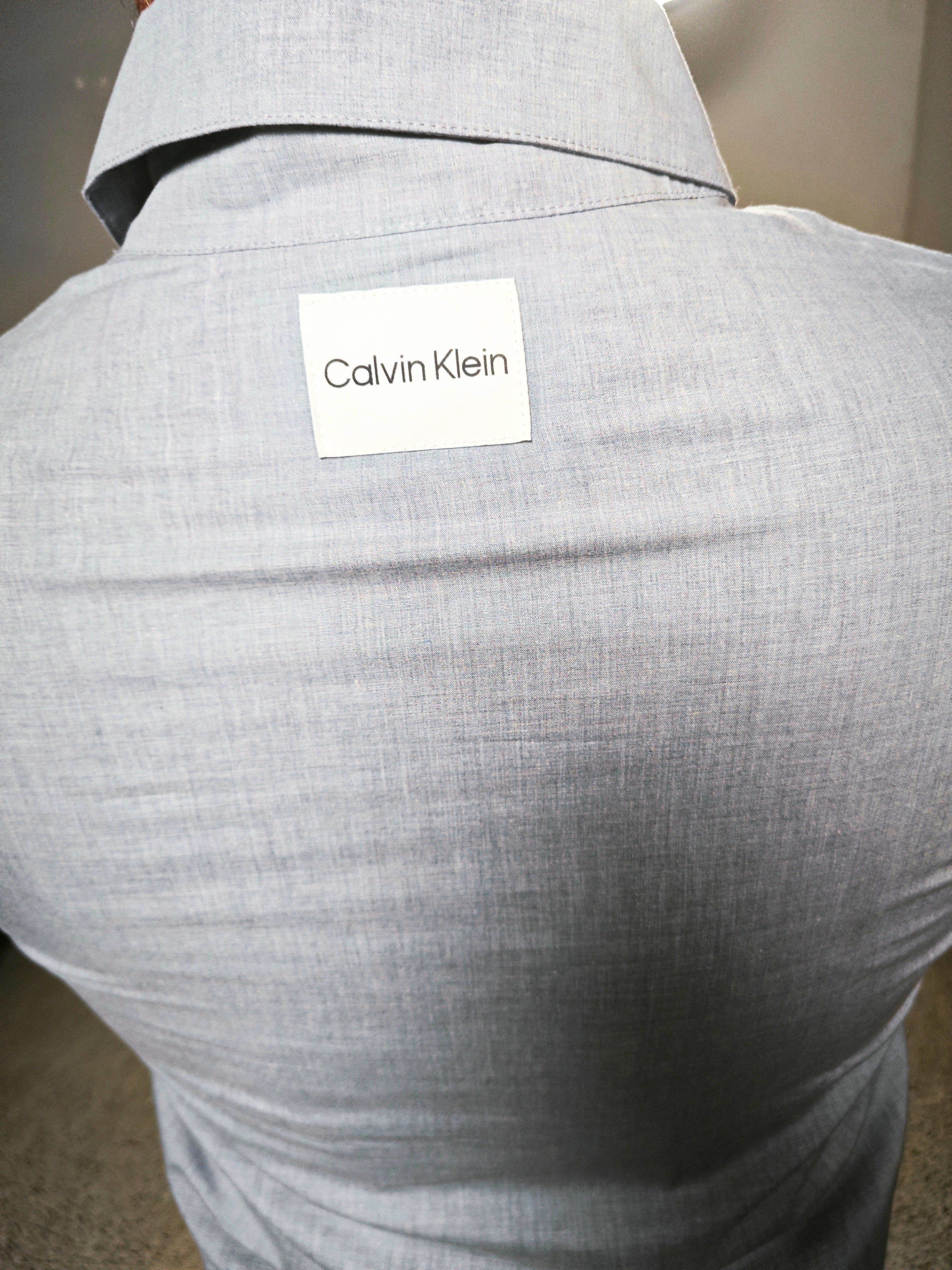 🩶👔 Camisa CALVIN KLEIN Lounge gris jaspeado – algodón premium  👔🩶