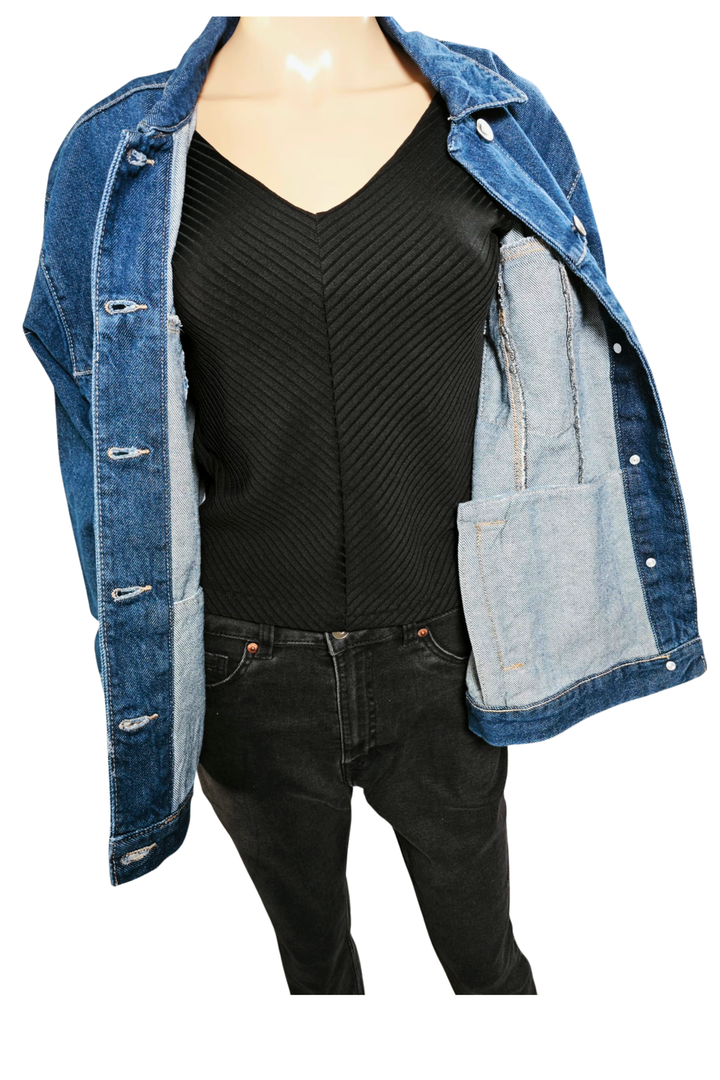 💙✨ Chaqueta vaquera ETAM • Oversize WeCare • Bordado Retro “GOOD” ✨💙