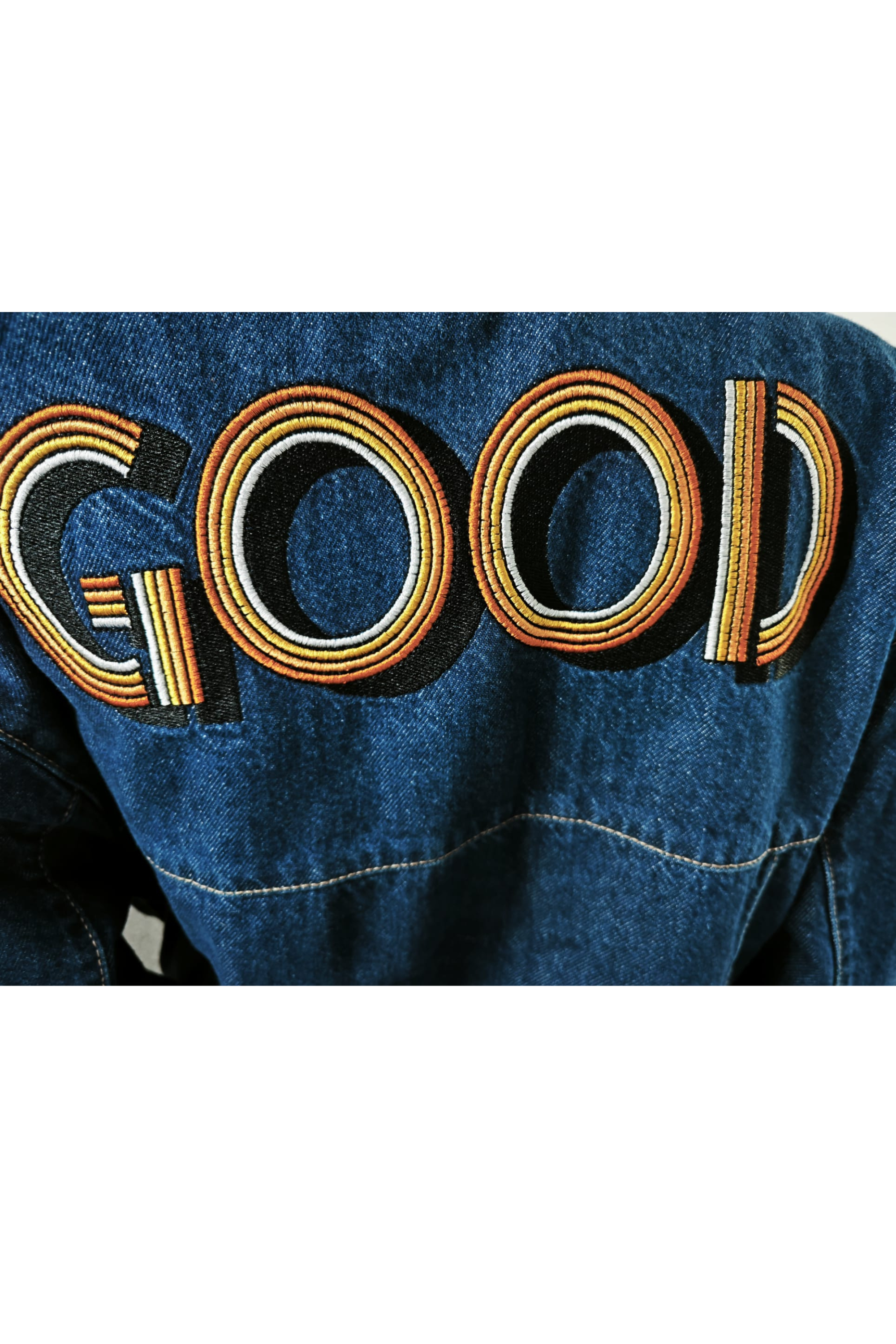 💙✨ Chaqueta vaquera ETAM • Oversize WeCare • Bordado Retro “GOOD” ✨💙