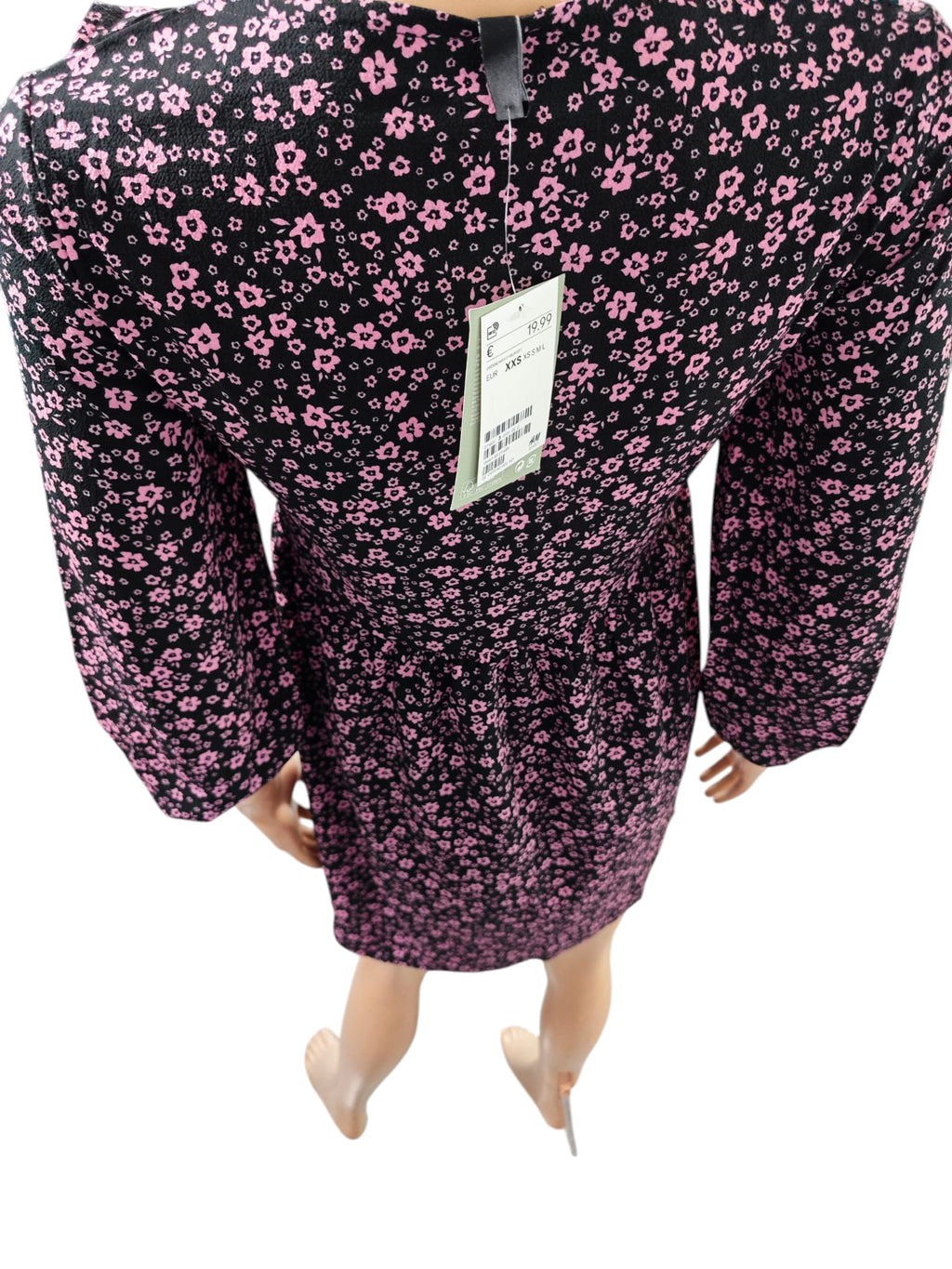 💜 Vestido Corto H&M Floral Negro & Rosa Romántico Premium 💜
