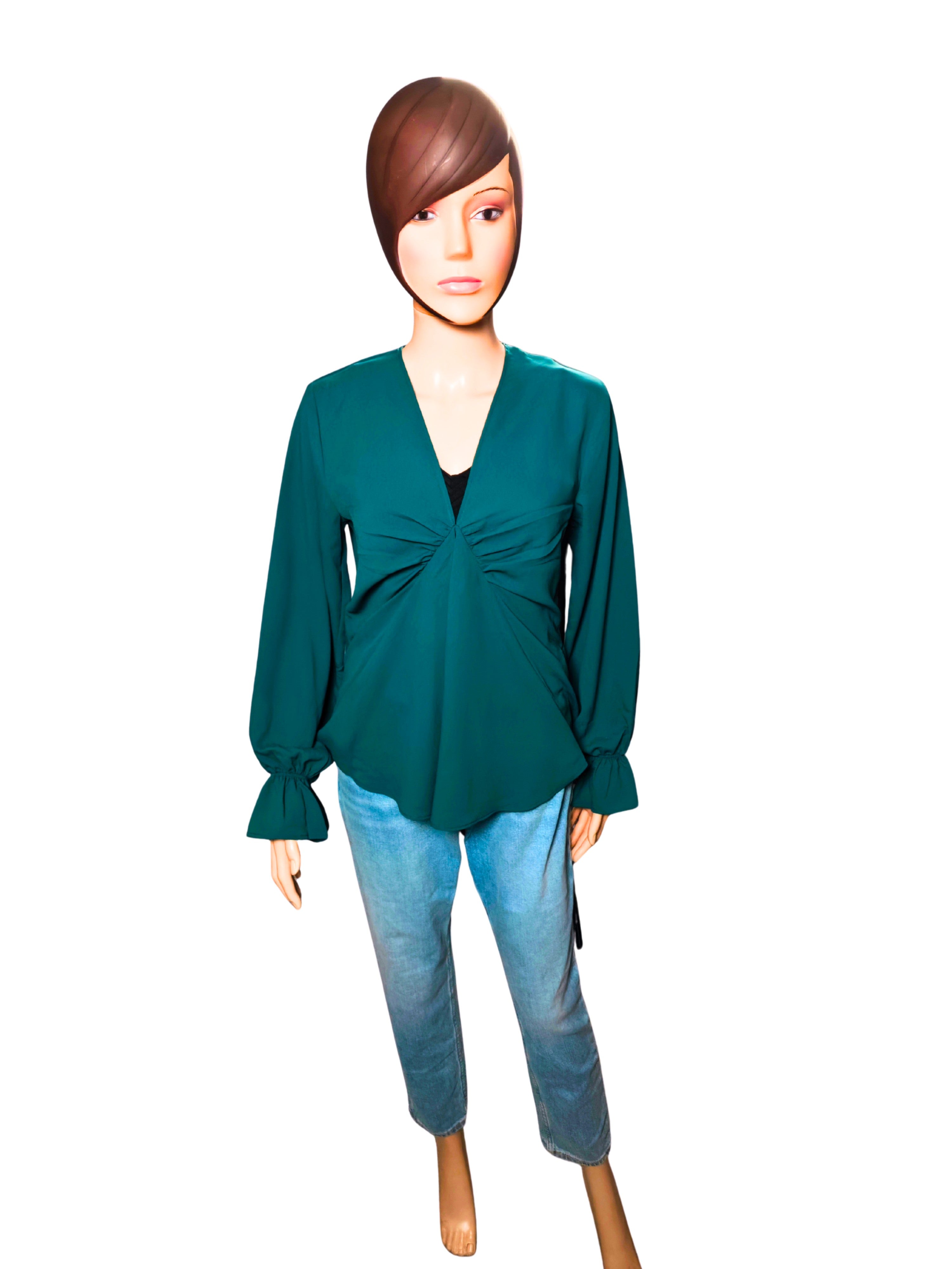💚✨ Blusa TWINSET Milano verde esmeralda – escote en V elegante – lujo italiano ✨💚