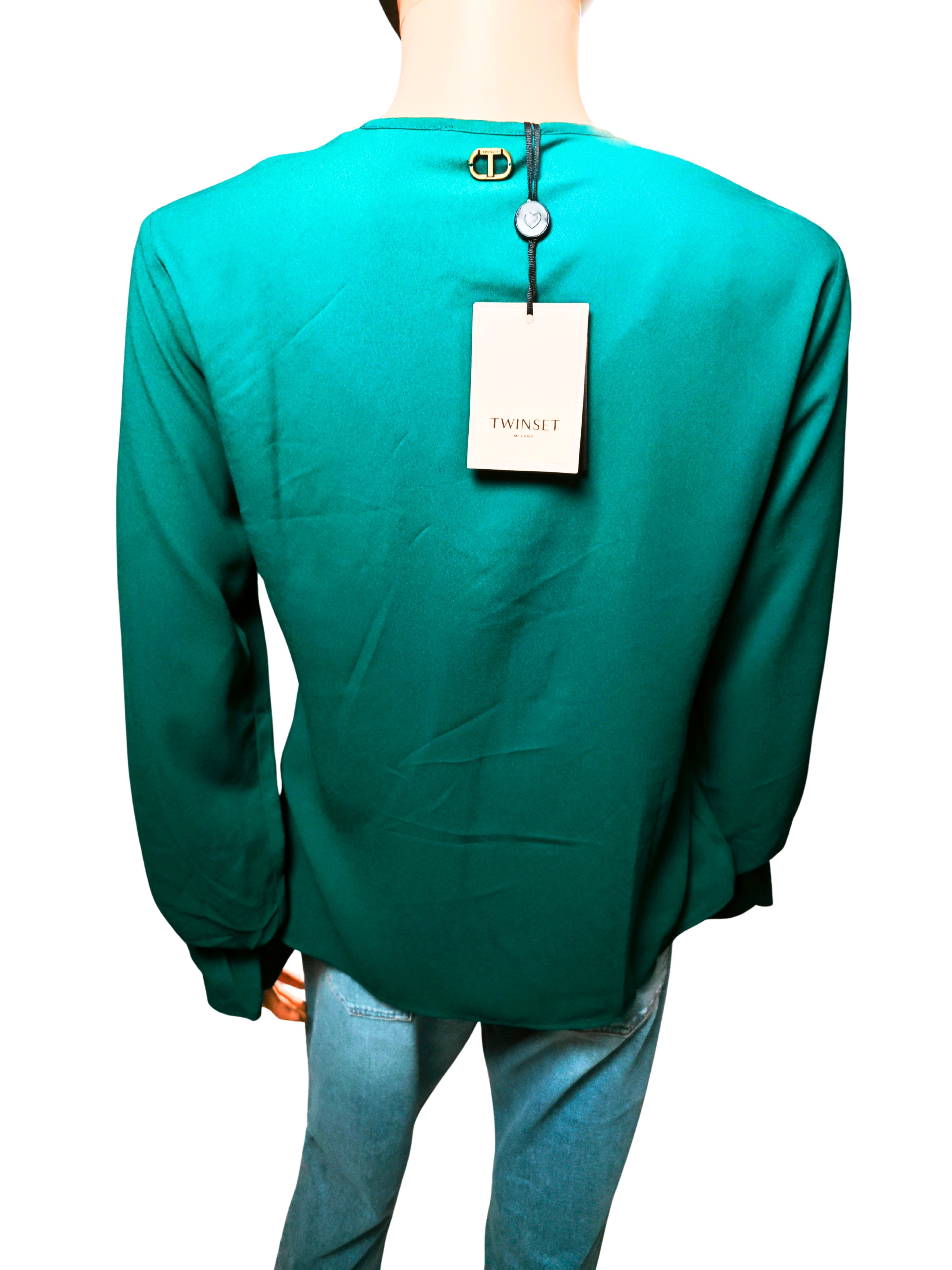 💚✨ Blusa TWINSET Milano verde esmeralda – escote en V elegante – lujo italiano ✨💚