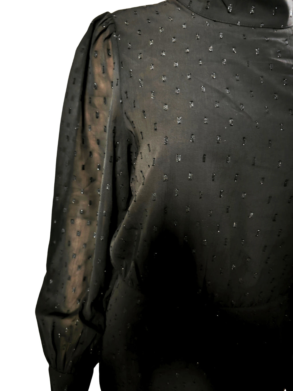 🖤 Vestido negro Esprit con brillo y cuello alto ✨🖤