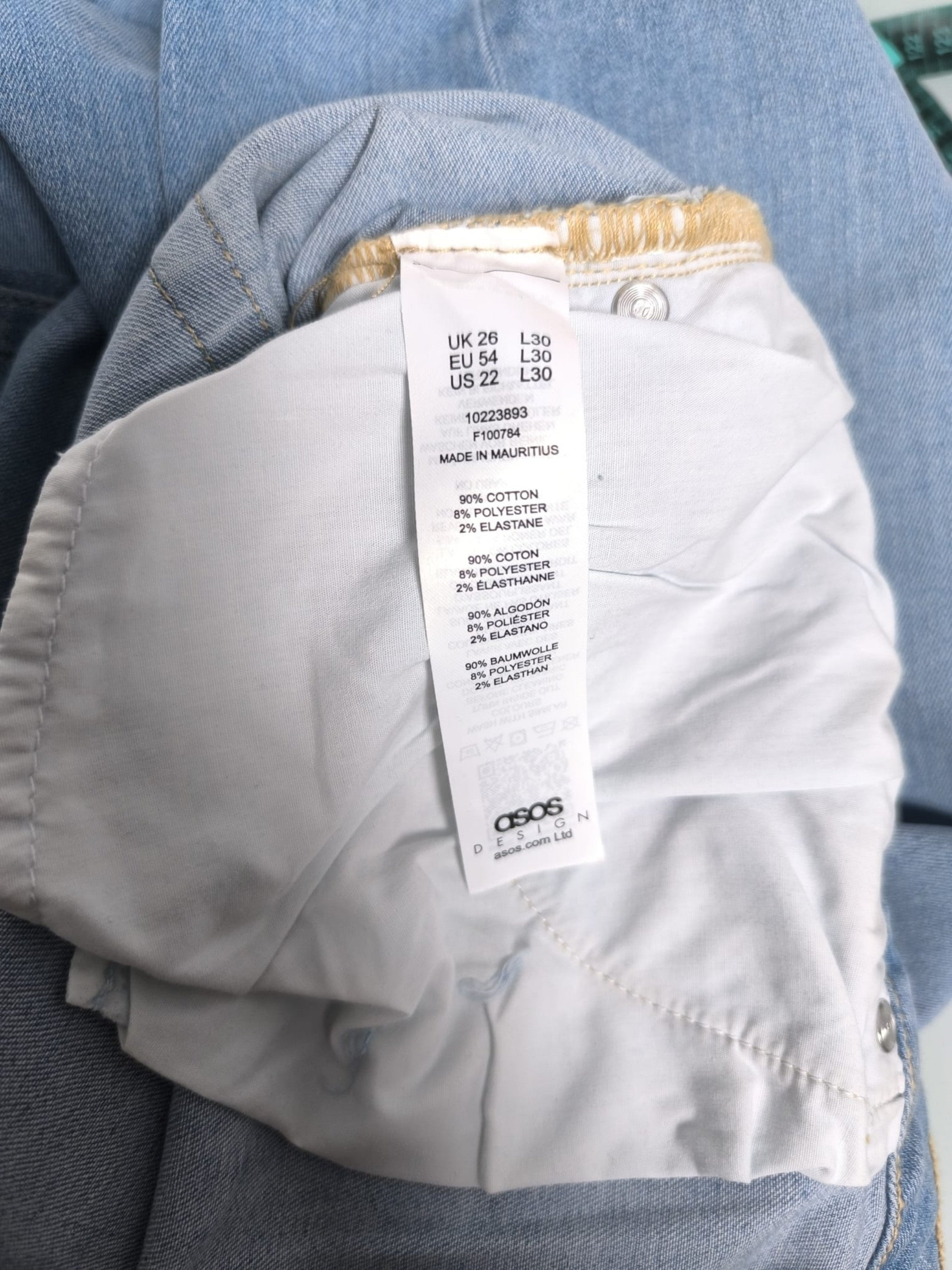 ✨ Vaquero Skinny Fit de Tiro Alto ASOS Design Curve Original Talla 54