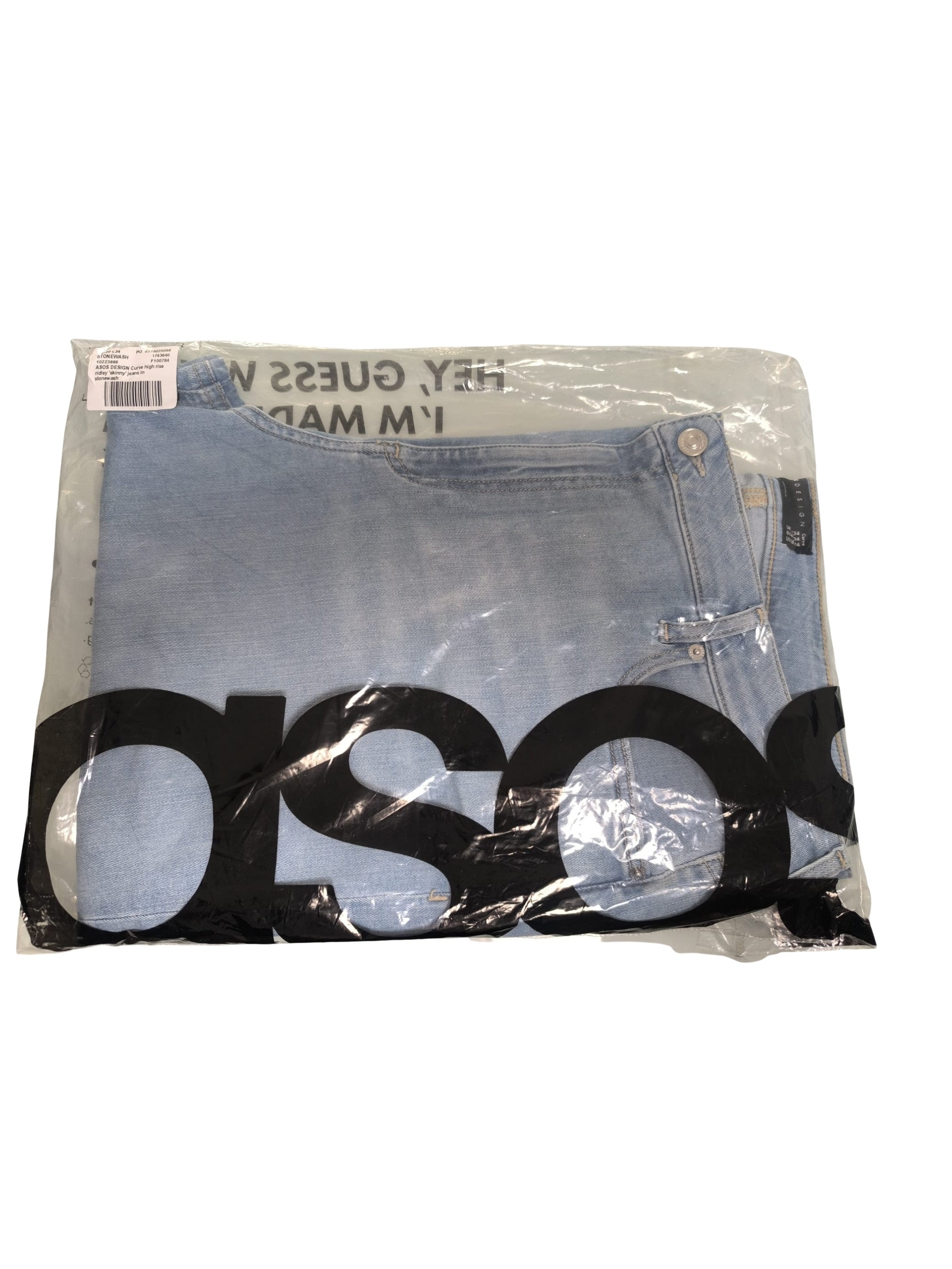 ✨ Vaquero Skinny Fit de Tiro Alto ASOS Design Curve Original Talla 54