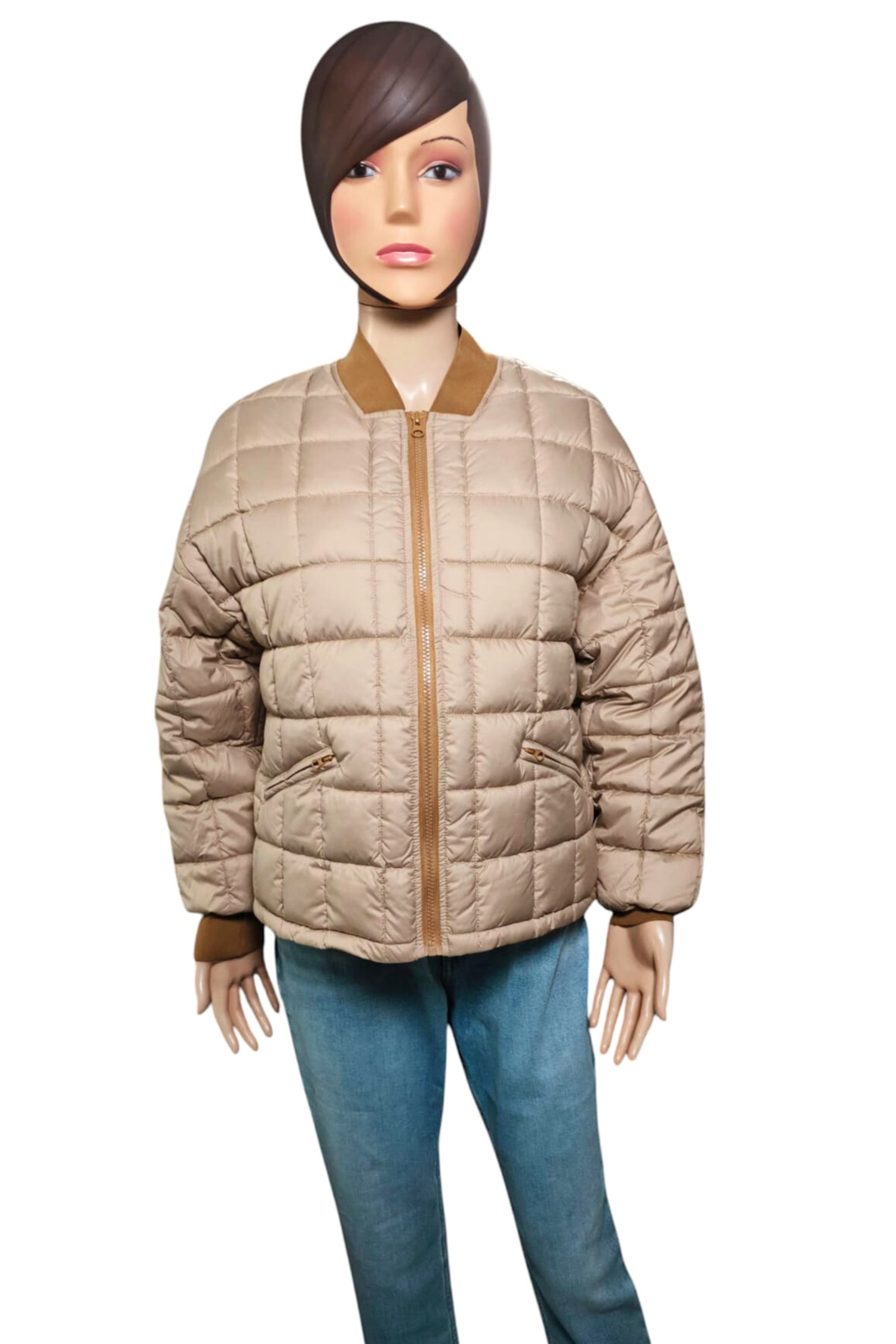 ✨ 🤎Chaqueta SISLEY Acolchada Beige – Elegancia Cálida y Estilo Premium ✨ 🤎