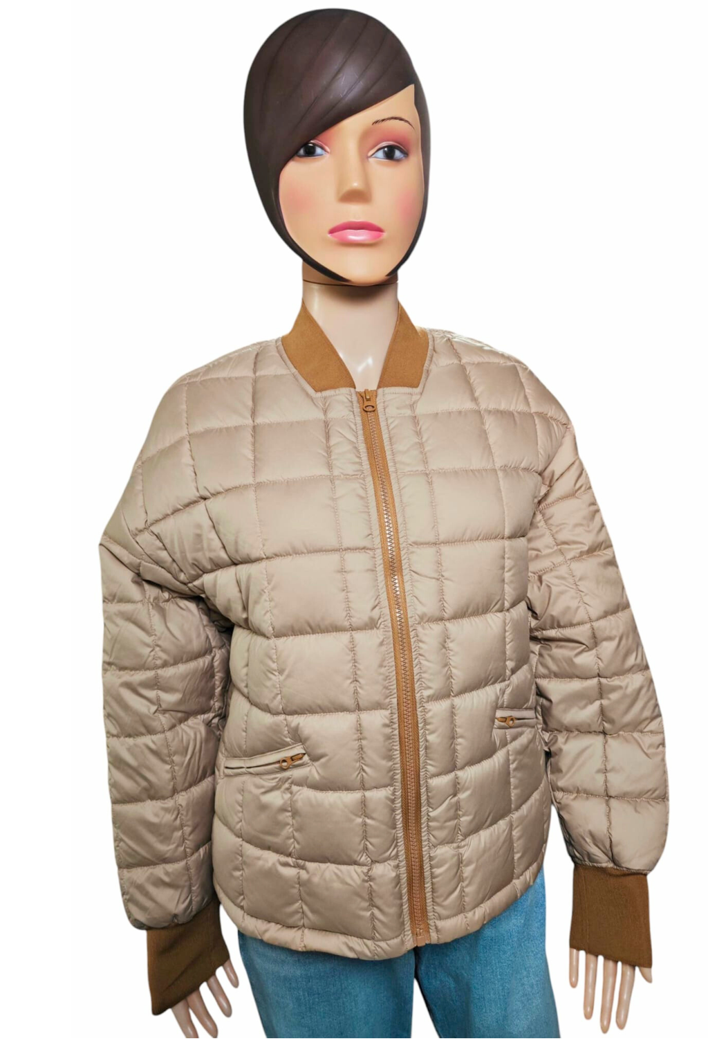 ✨ 🤎Chaqueta SISLEY Acolchada Beige – Elegancia Cálida y Estilo Premium ✨ 🤎