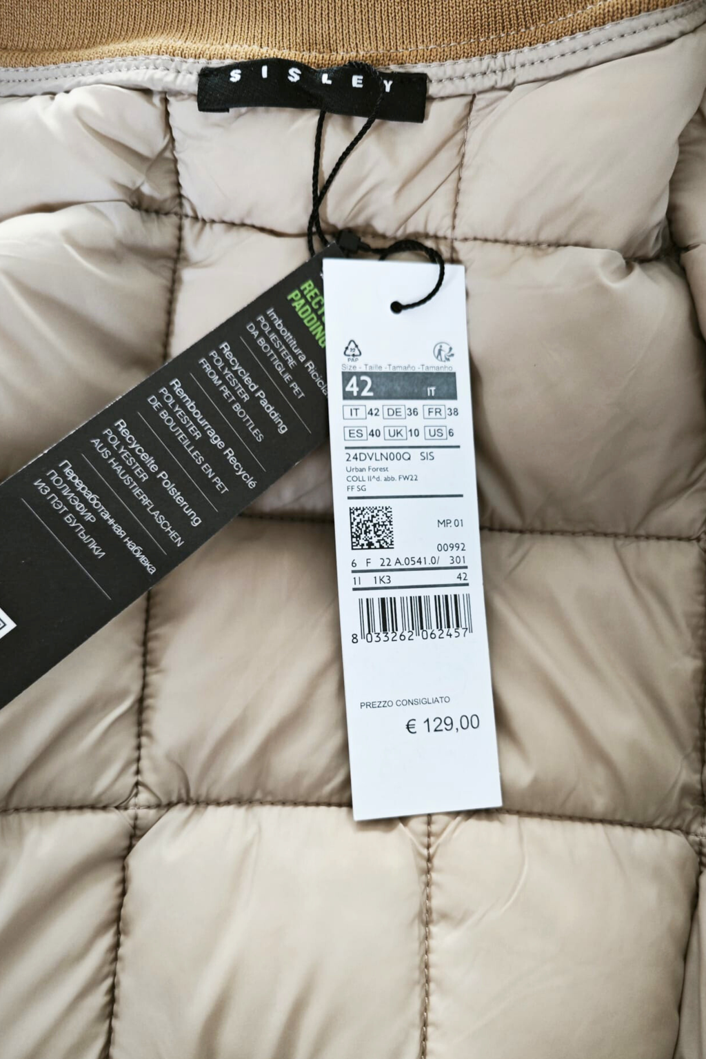 ✨ 🤎Chaqueta SISLEY Acolchada Beige – Elegancia Cálida y Estilo Premium ✨ 🤎