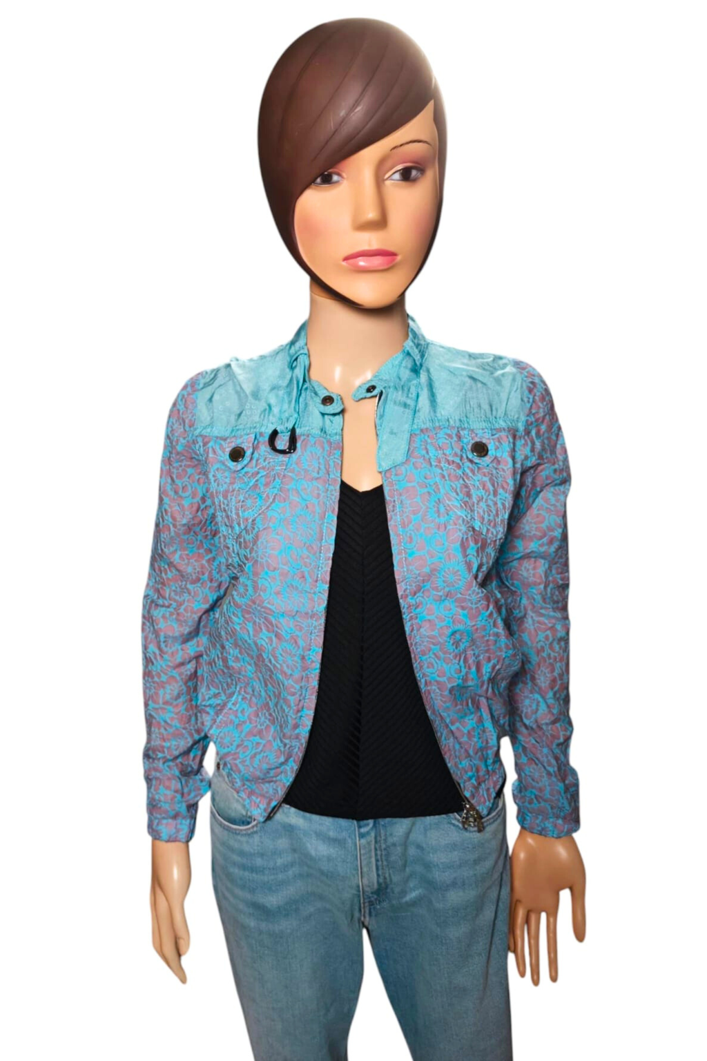 💙💜 Chaqueta Custo Barcelona “Veronique Rose” – Estampado Floral Exclusivo 💙💜