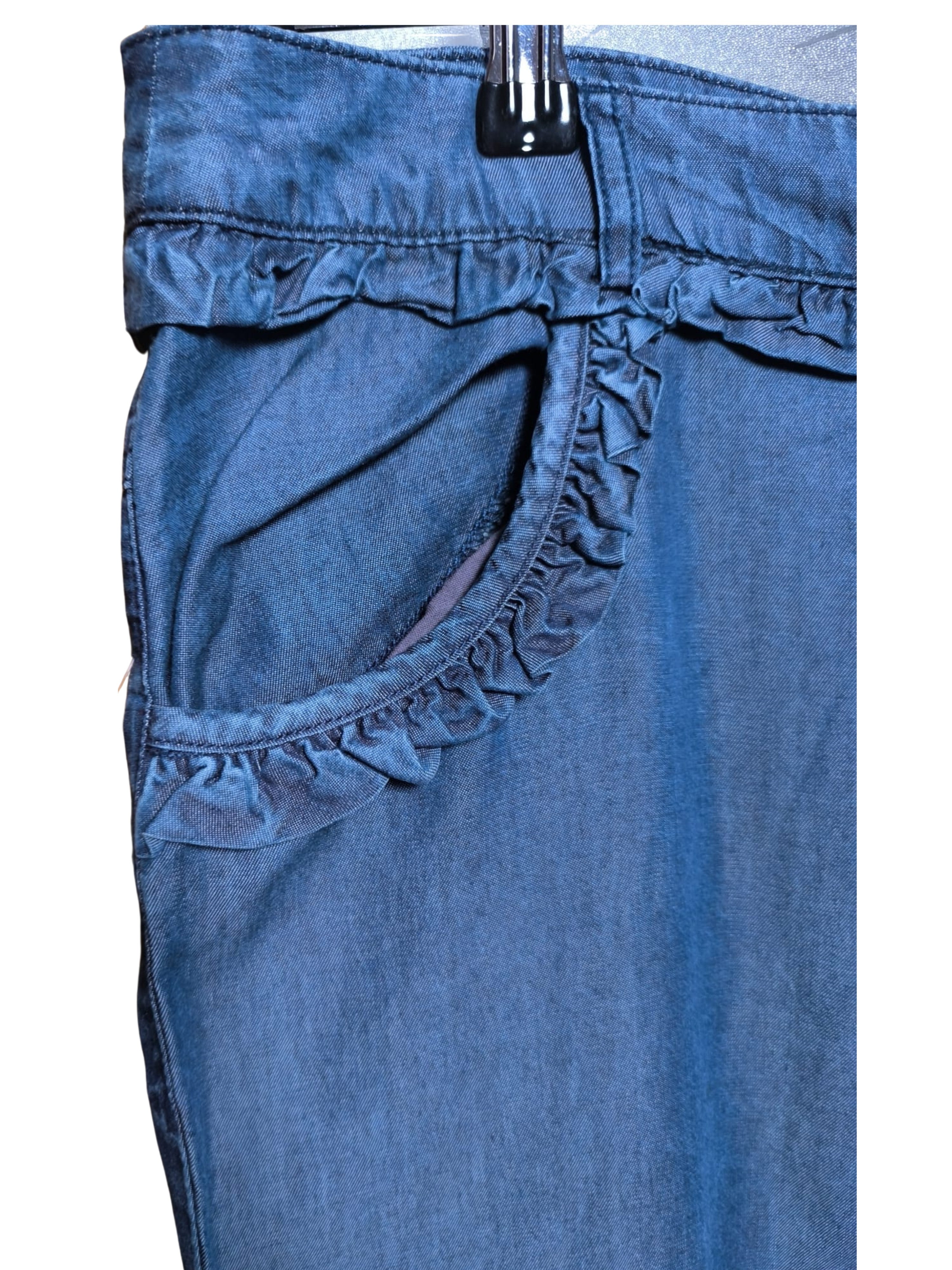 💙 Pantalón vaquero fluido AMITIÉ con volantes y tejido Lyocell 💙
