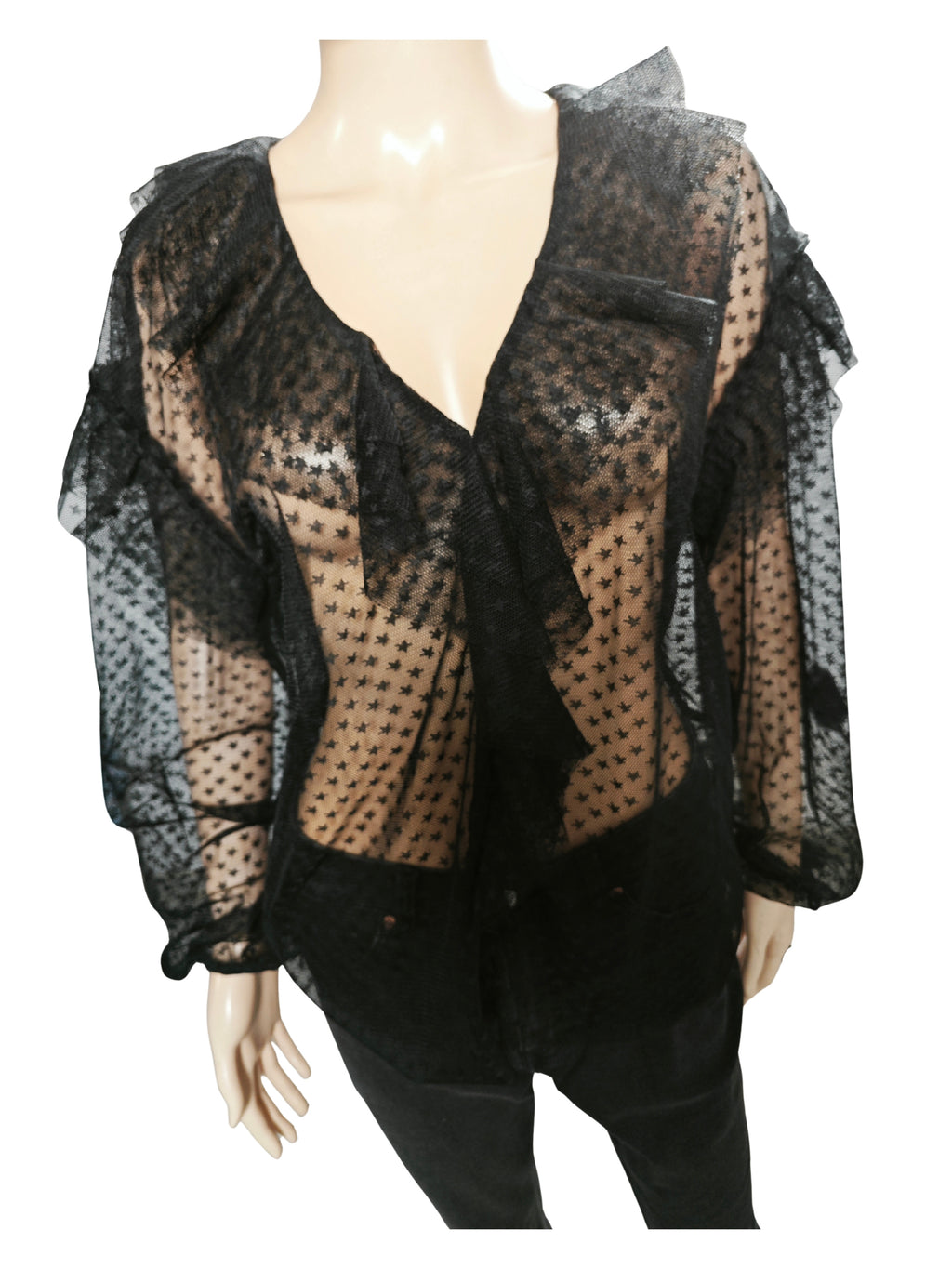 ❤️🖤 Blusa de tul plumeti LIU JO Milano – Transparencias y volantes 💗🖤