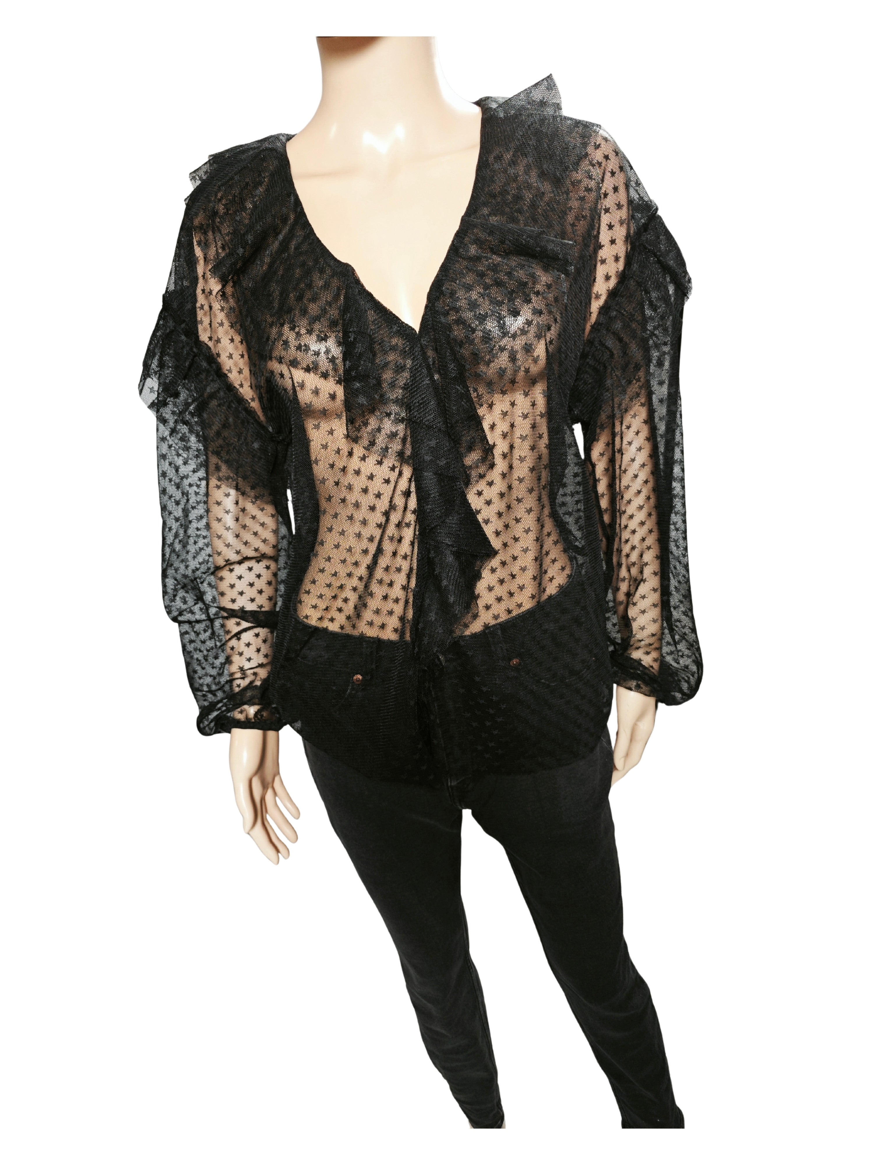 ❤️🖤 Blusa de tul plumeti LIU JO Milano – Transparencias y volantes 💗🖤