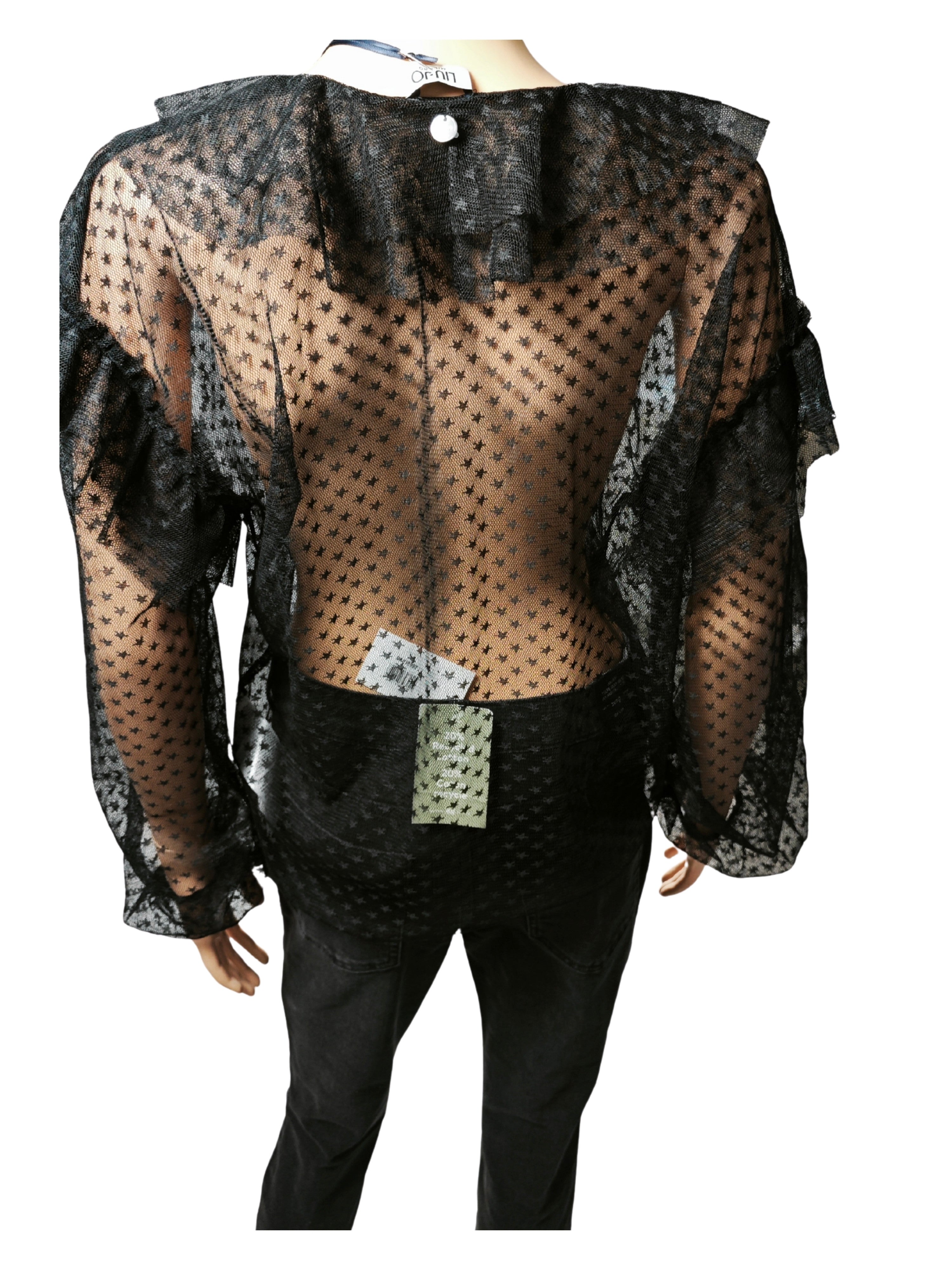 ❤️🖤 Blusa de tul plumeti LIU JO Milano – Transparencias y volantes 💗🖤