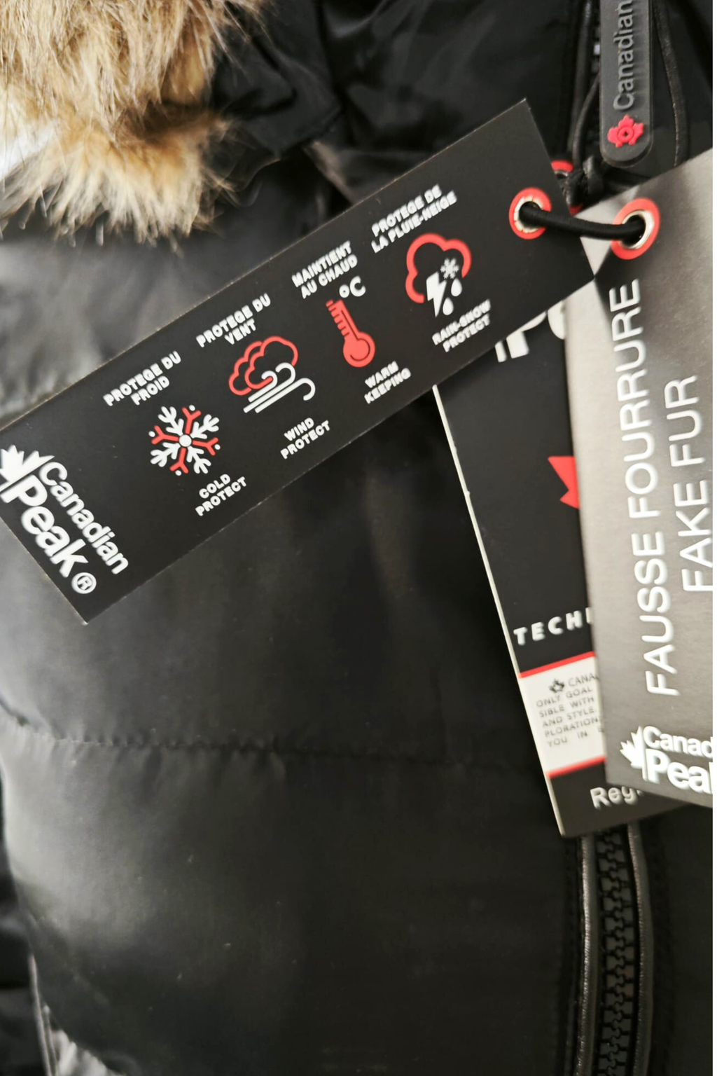 🖤✨ Abrigo Acolchado Canadian Peak Negro con Capucha Desmontable & Laterales Elásticos 🖤✨