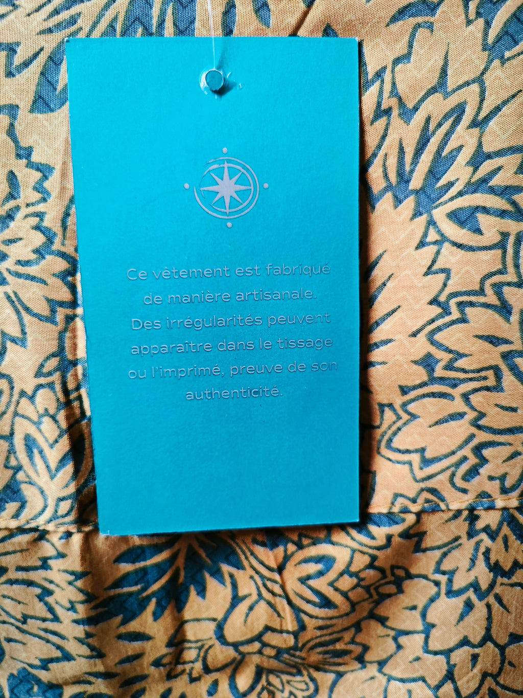💛 Túnica boho floral ALLER SIMPLEMENT mostaza y azul fabricada de manera artesanal