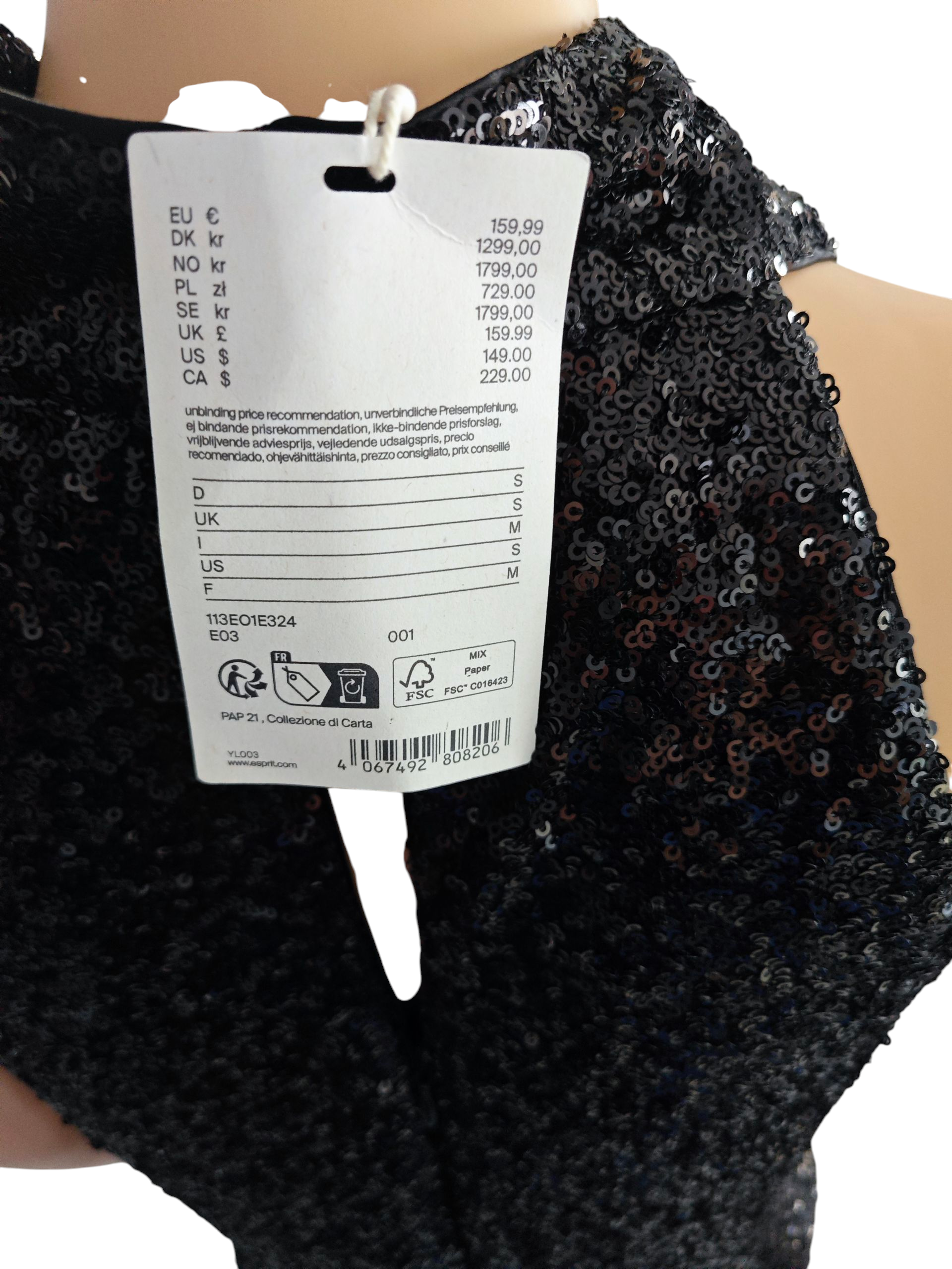 🖤 Vestido Esprit largo de lentejuelas negras – Elegancia y brillo en cada paso🖤