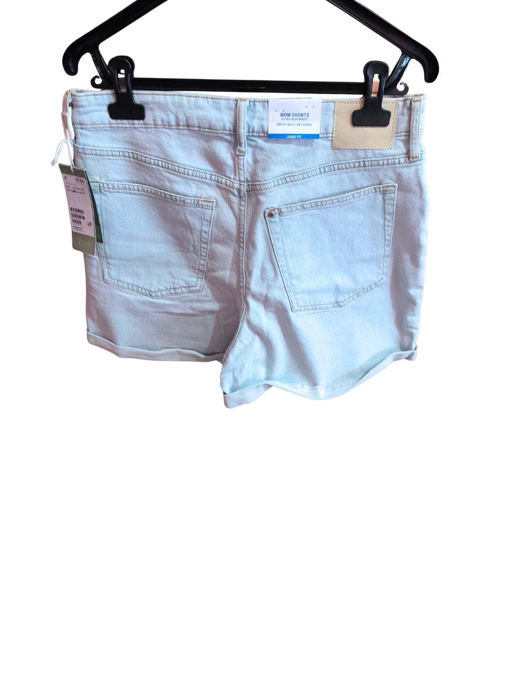 Short vaquero H&M &Denim Mom Fit de cintura ultra alta azul claro | Talla 44