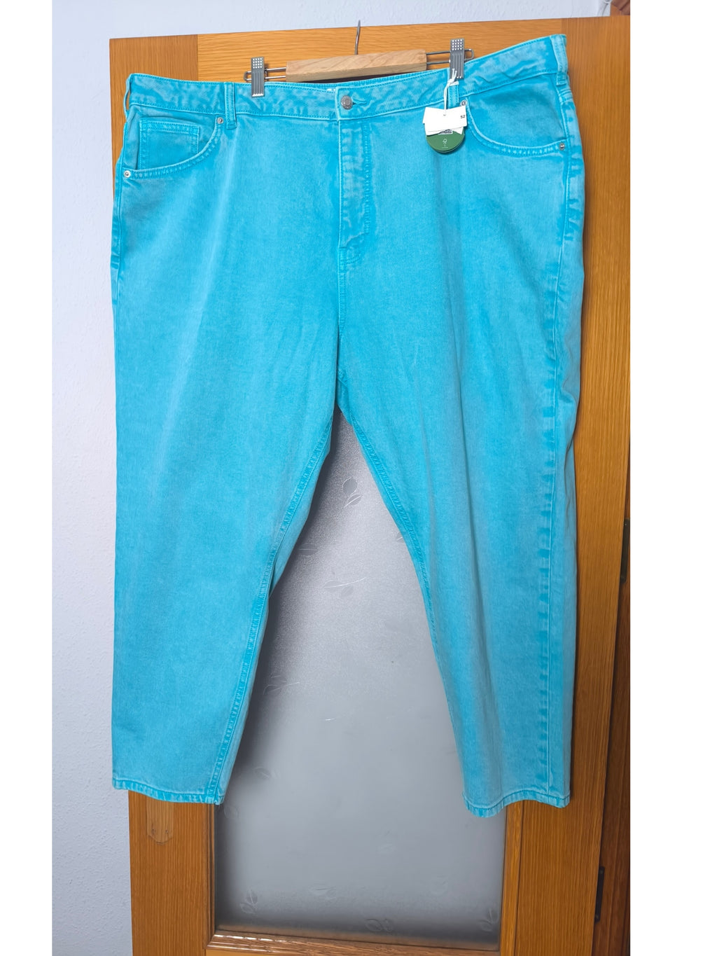 Vaquero Clockhouse High Waist Mom talla 52 azul turquesa