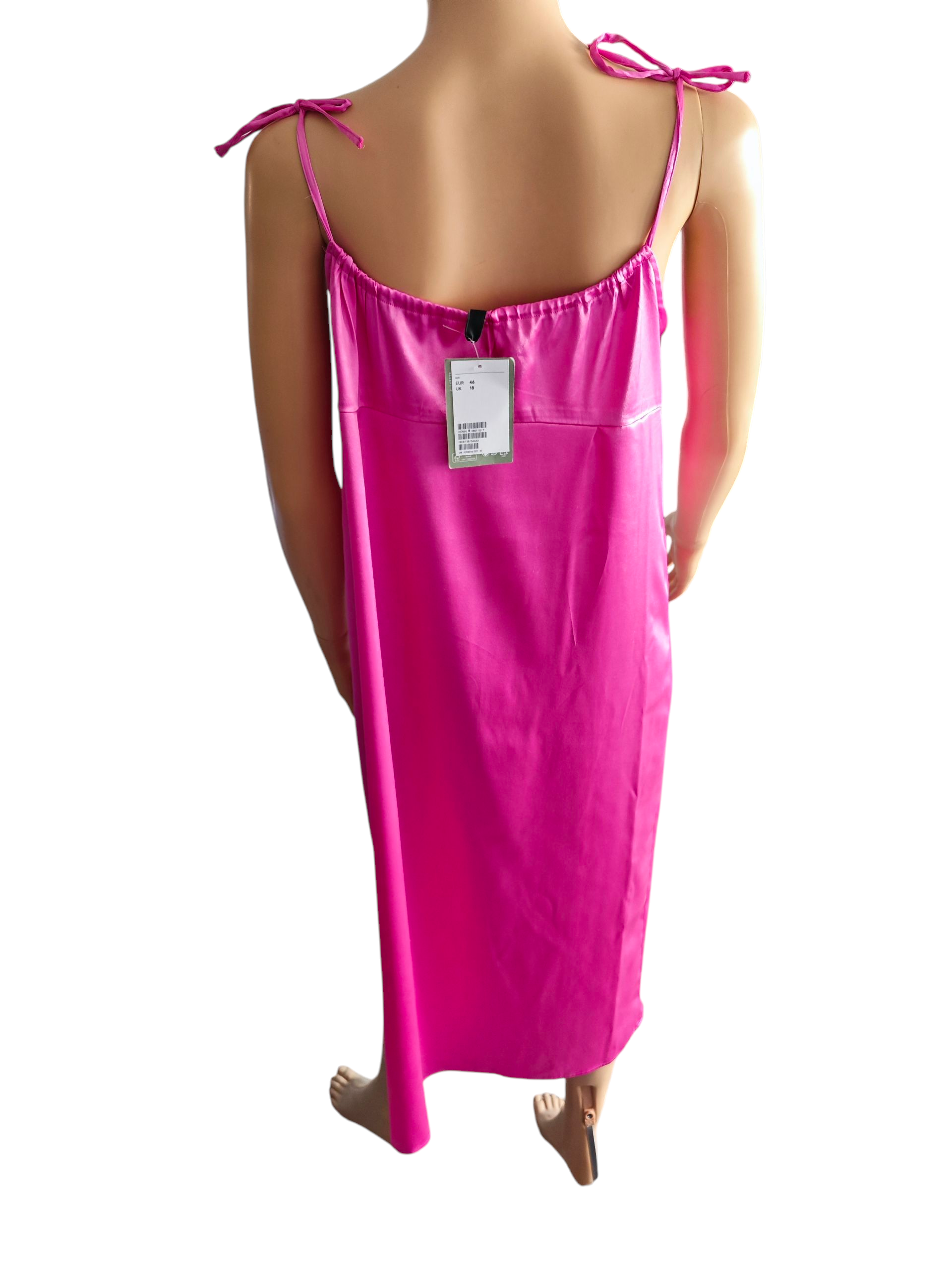 🩷 Vestido lencero rosa cerise H&M – Talla 46 – NUEVO🩷