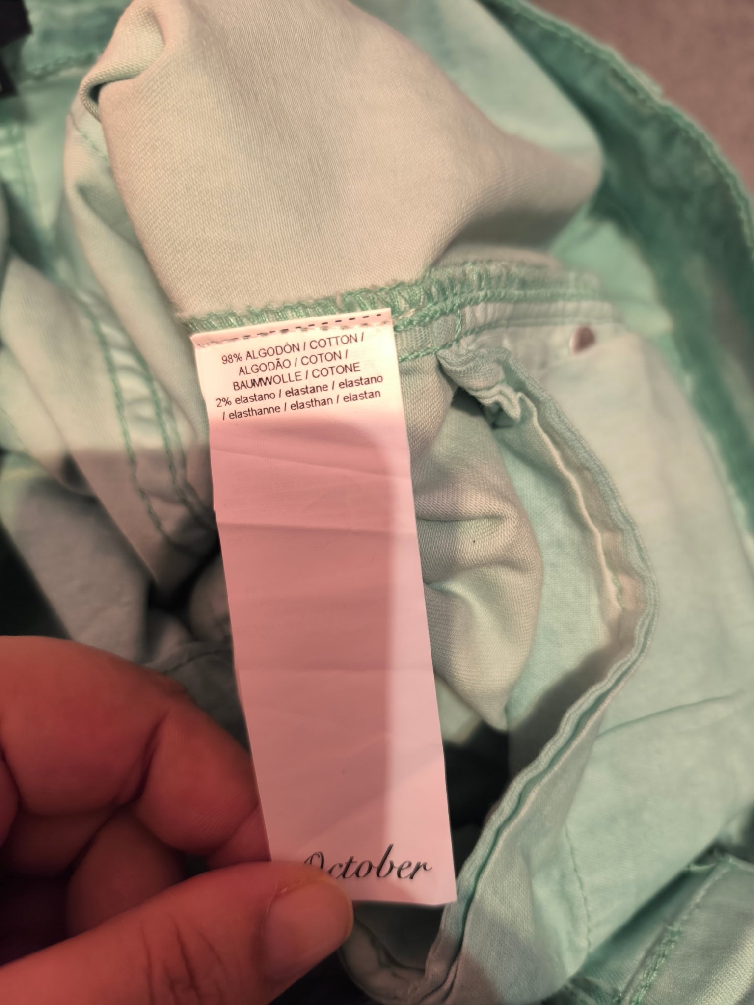 Bermuda vaquera October Basic verde agua efecto lavado | Talla 44