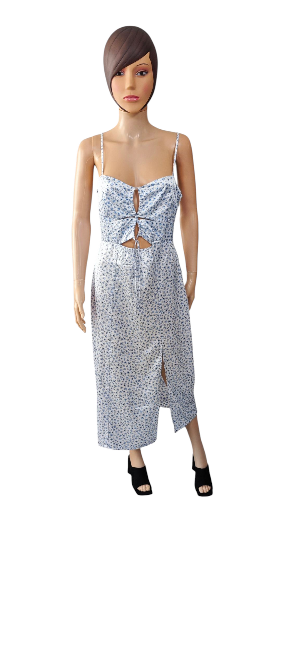💙 🤍Vestido midi floral azul H&M Elegancia fresca y romántica para tus días de verano🤍💙