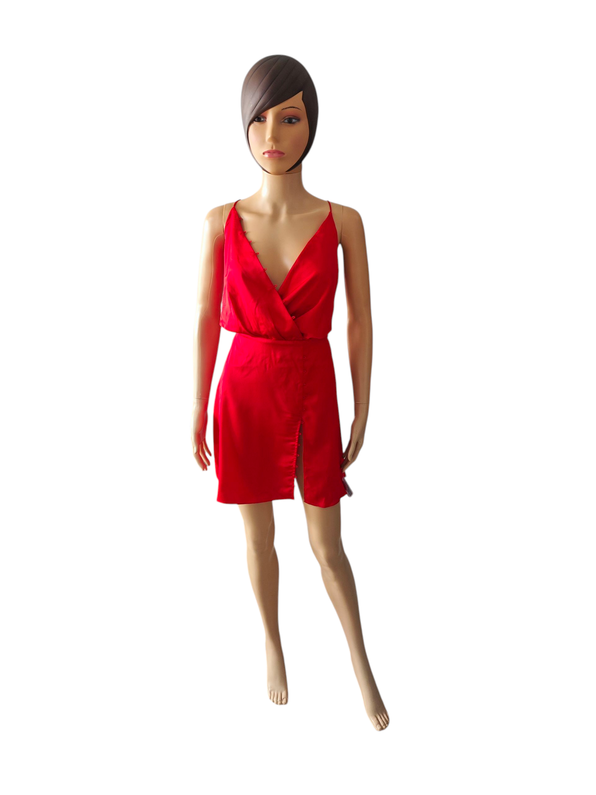 ❤️ Vestido satinado rojo ASOS mini con escote cruzado❤️