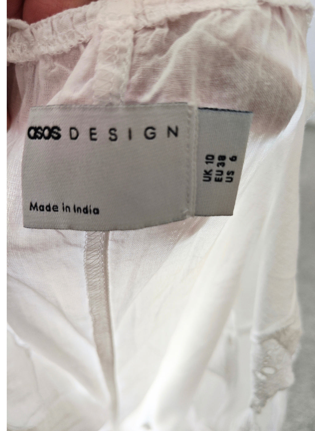 Mono Culotte ASOS DESIGN Blanco 100 % Algodón | Bordado Inglés | Espalda Escotada | Talla 38