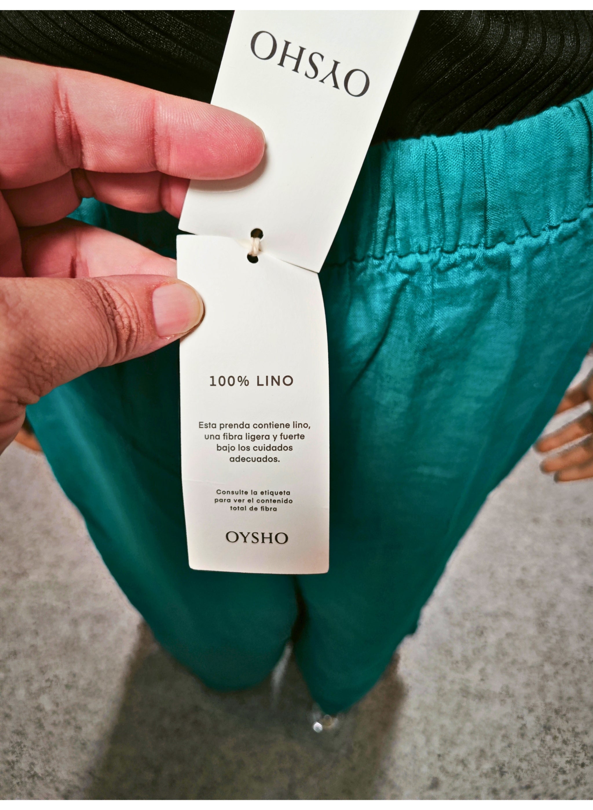 Pantalón Palazzo 100% Lino Oysho Turquesa | Nuevo con Etiqueta