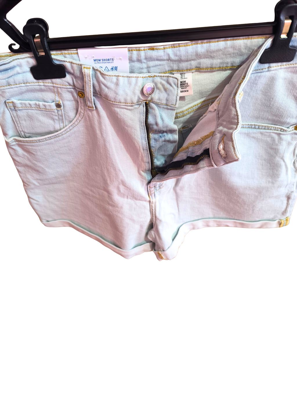 Short vaquero H&M &Denim Mom Fit de cintura ultra alta azul claro | Talla 44