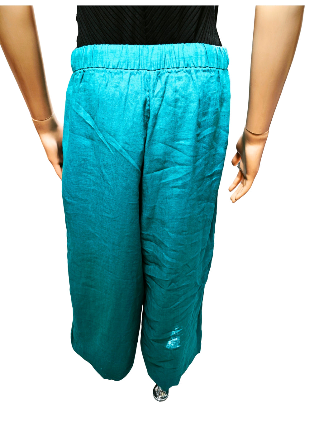 Pantalón Palazzo 100% Lino Oysho Turquesa | Nuevo con Etiqueta