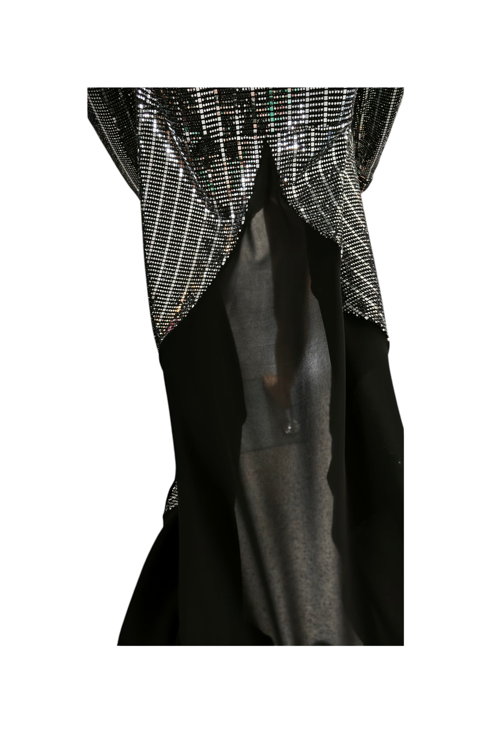 🖤🤍 Vestido largo asimétrico brillante – Mihailastyle (Hecho en Rumanía) 🤍🖤