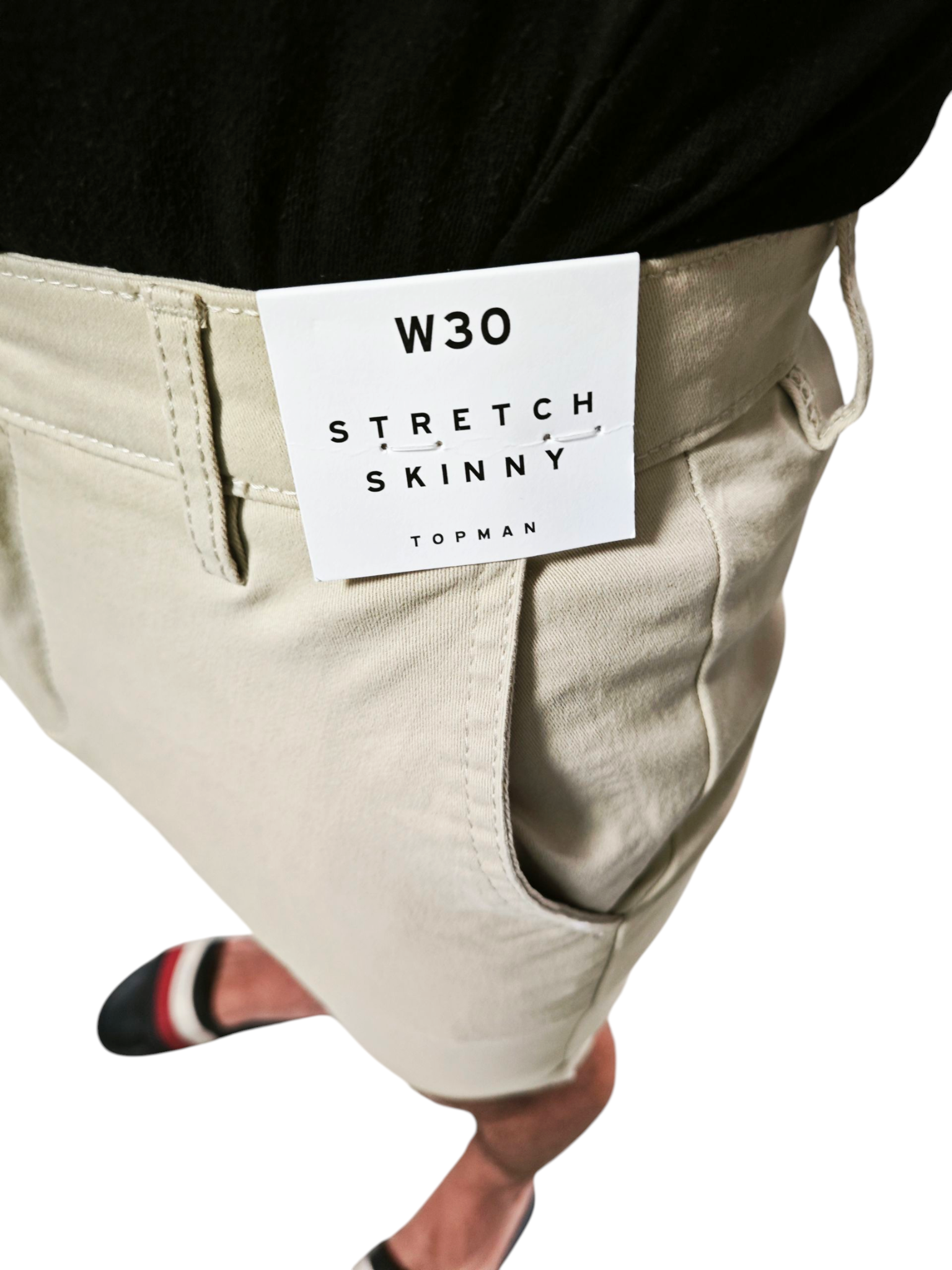 Shorts TOPMAN Beige Skinny Stretch Hombre W30 – Nuevos con Etiqueta