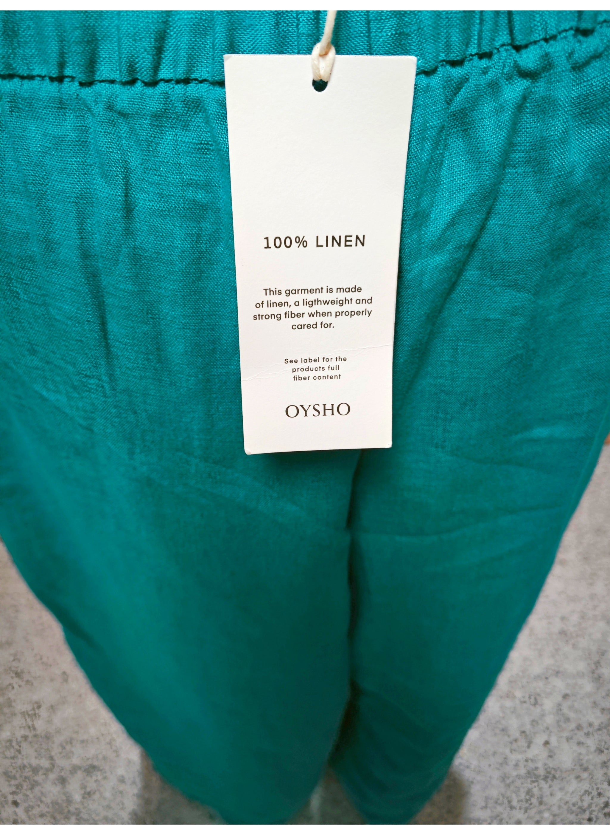 Pantalón Palazzo 100% Lino Oysho Turquesa | Nuevo con Etiqueta