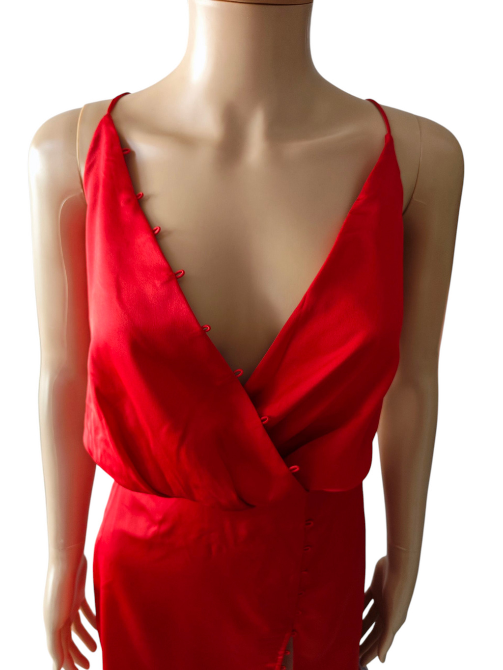 ❤️ Vestido satinado rojo ASOS mini con escote cruzado❤️