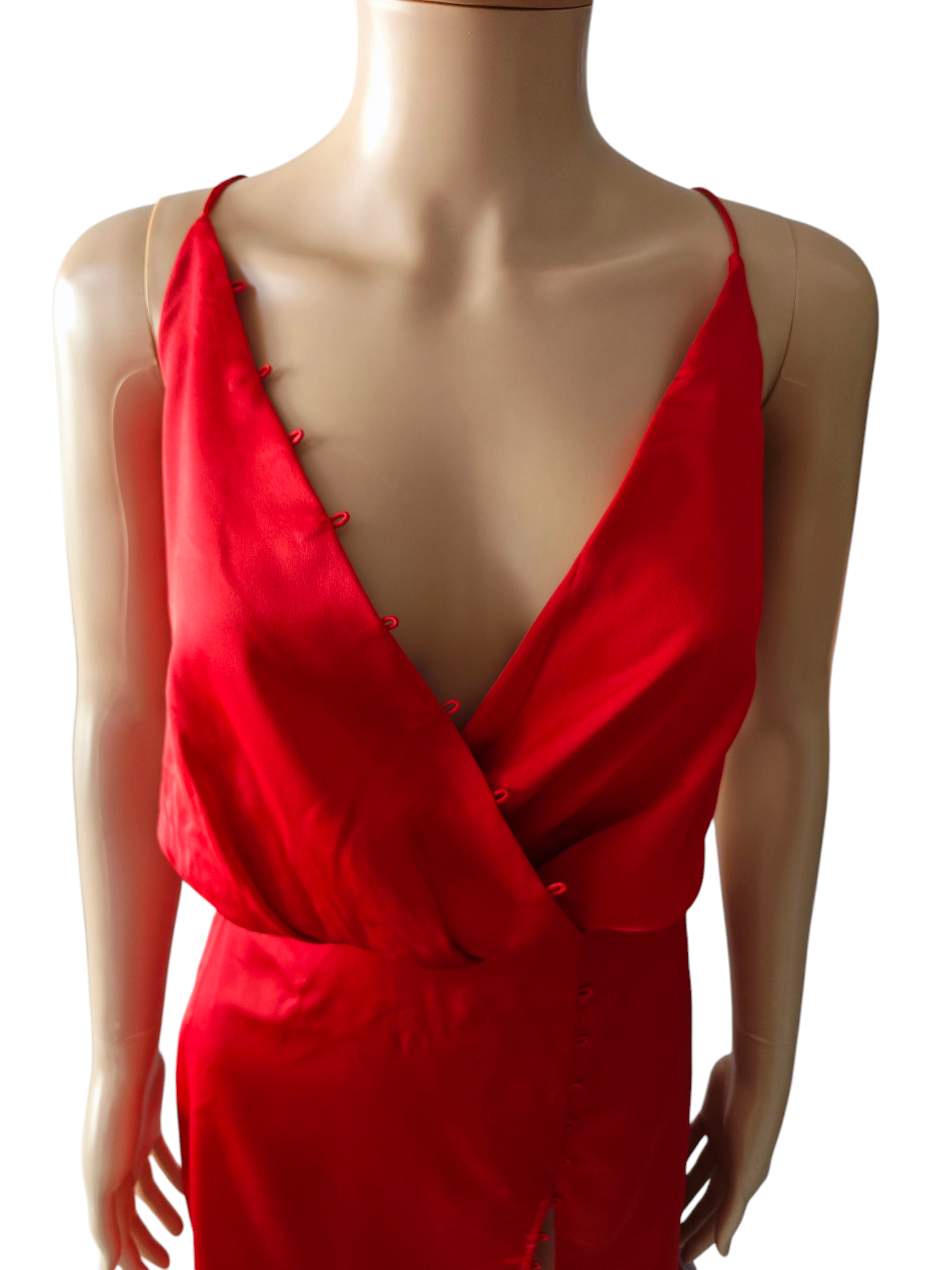 ❤️ Vestido satinado rojo ASOS mini con escote cruzado❤️