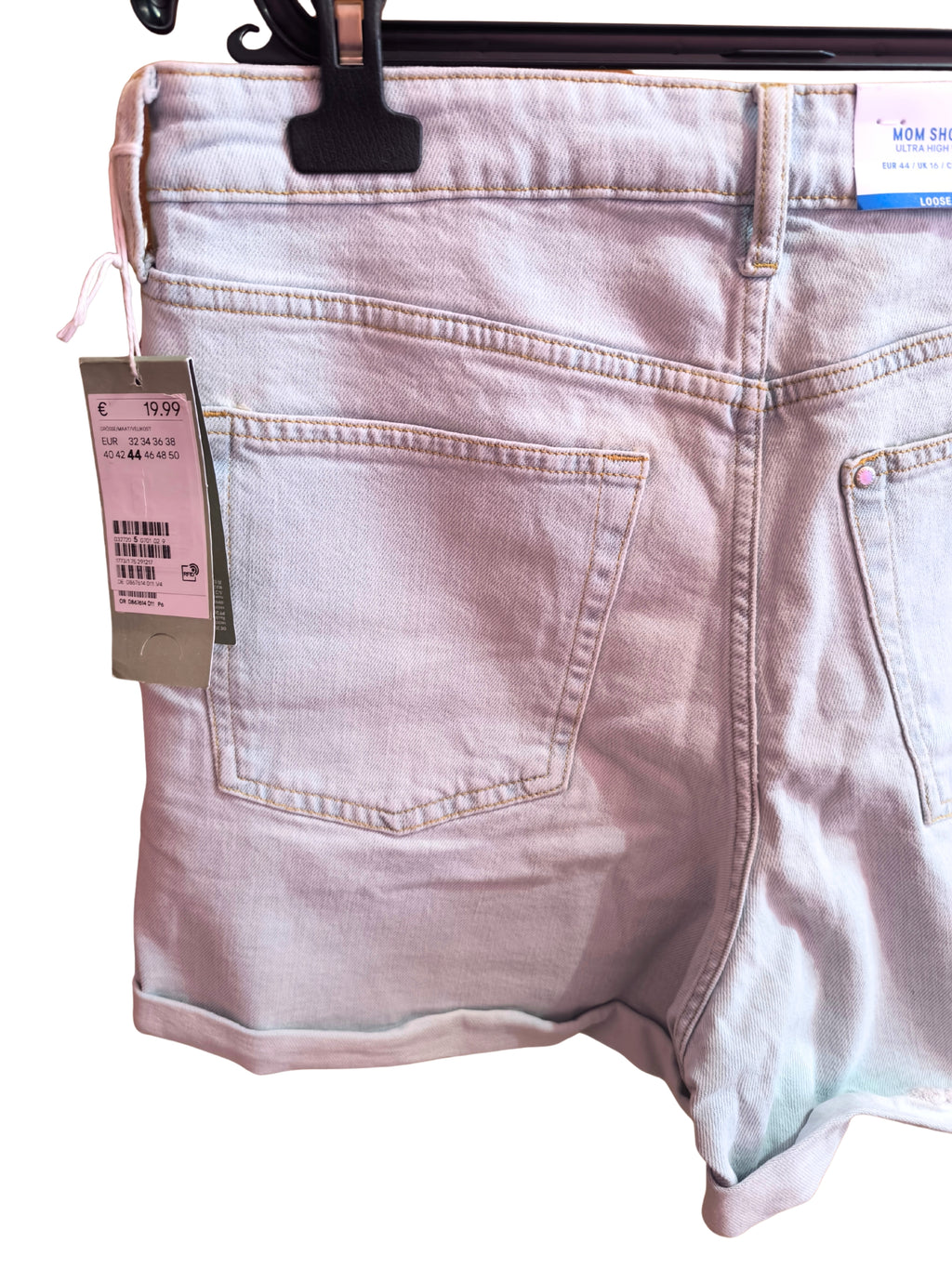Short vaquero H&M &Denim Mom Fit de cintura ultra alta azul claro | Talla 44