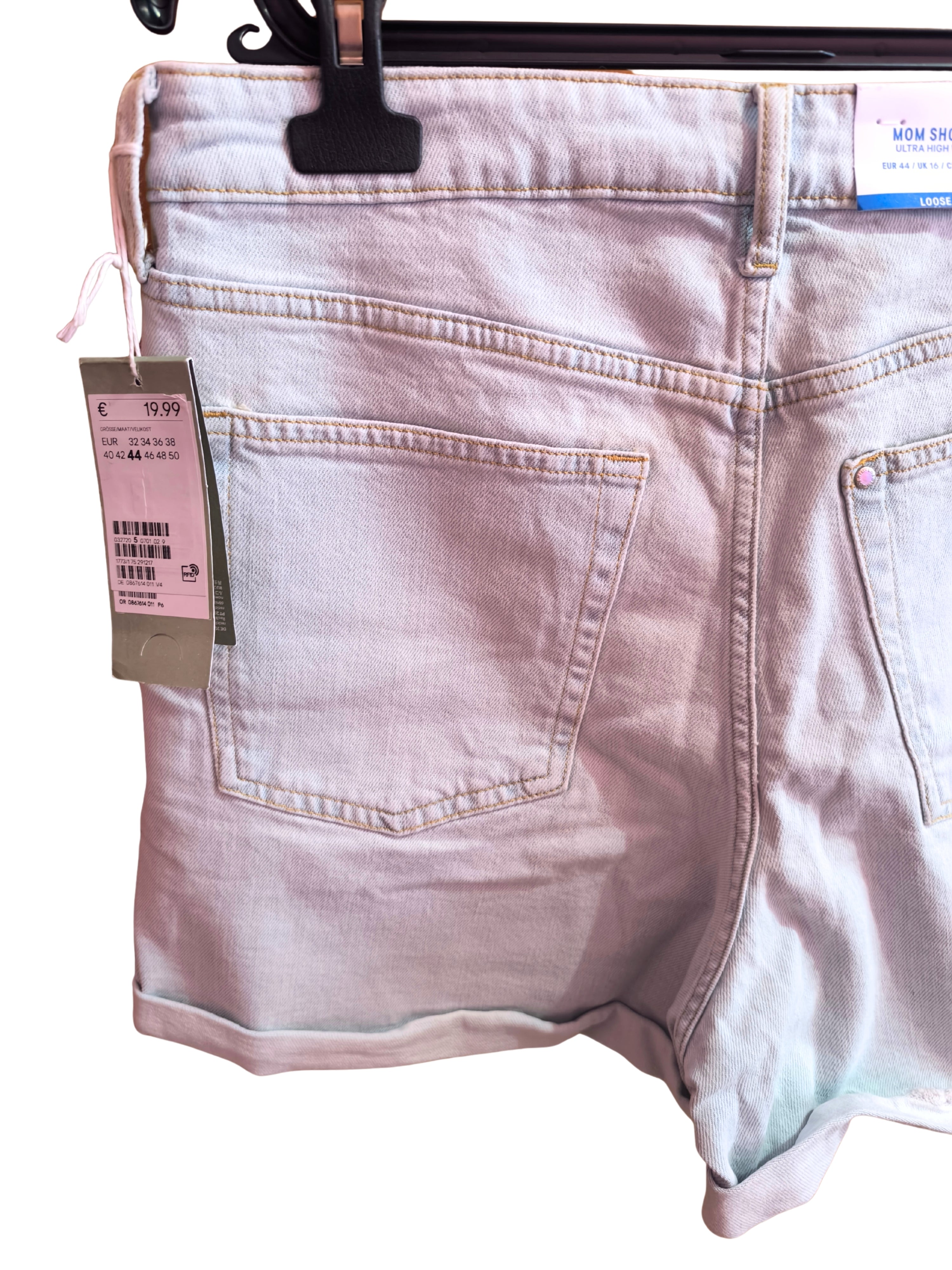 Short vaquero H&M &Denim Mom Fit de cintura ultra alta azul claro | Talla 44